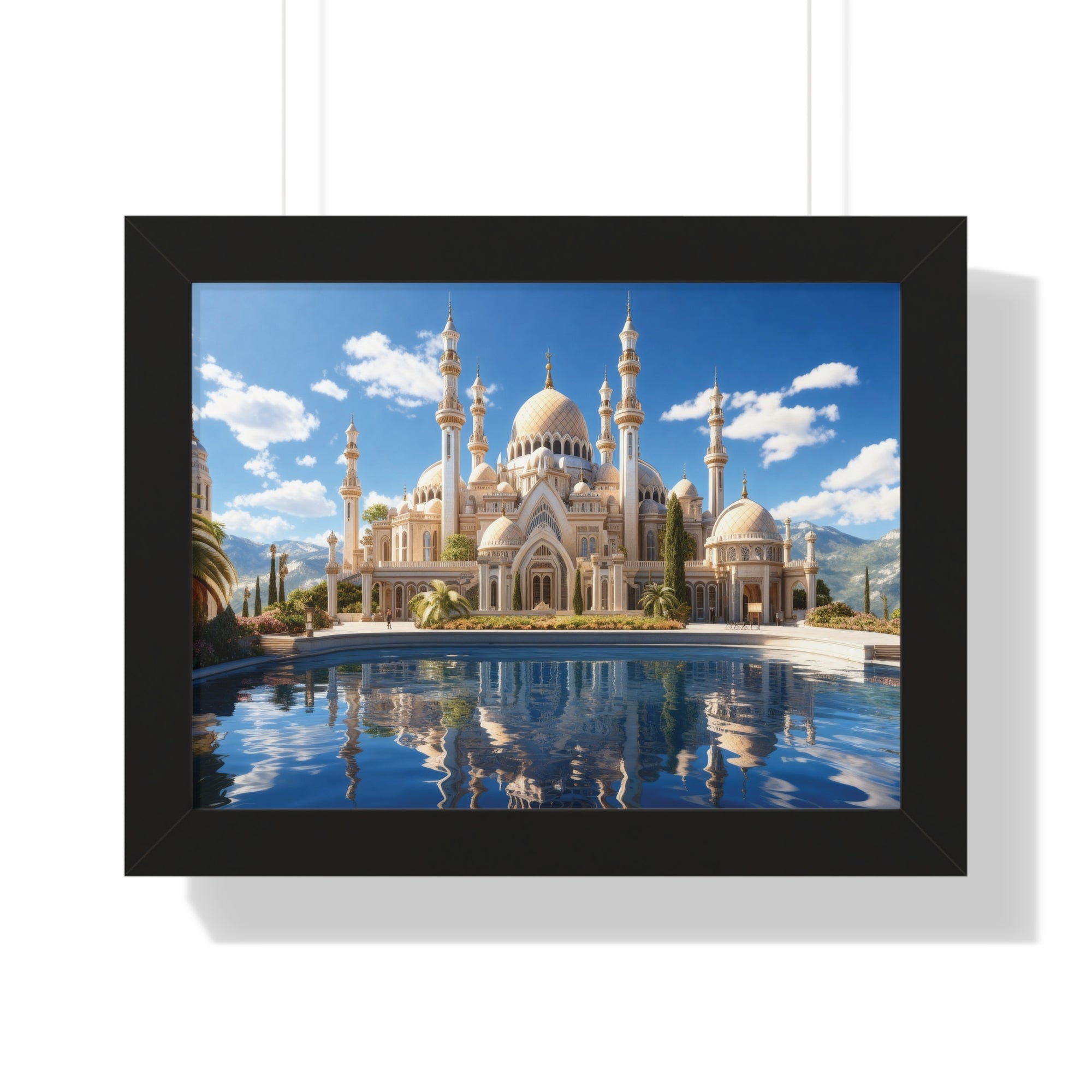 Celestial Tranquility – Framed Islamic Wall Art of Mosque Reflections