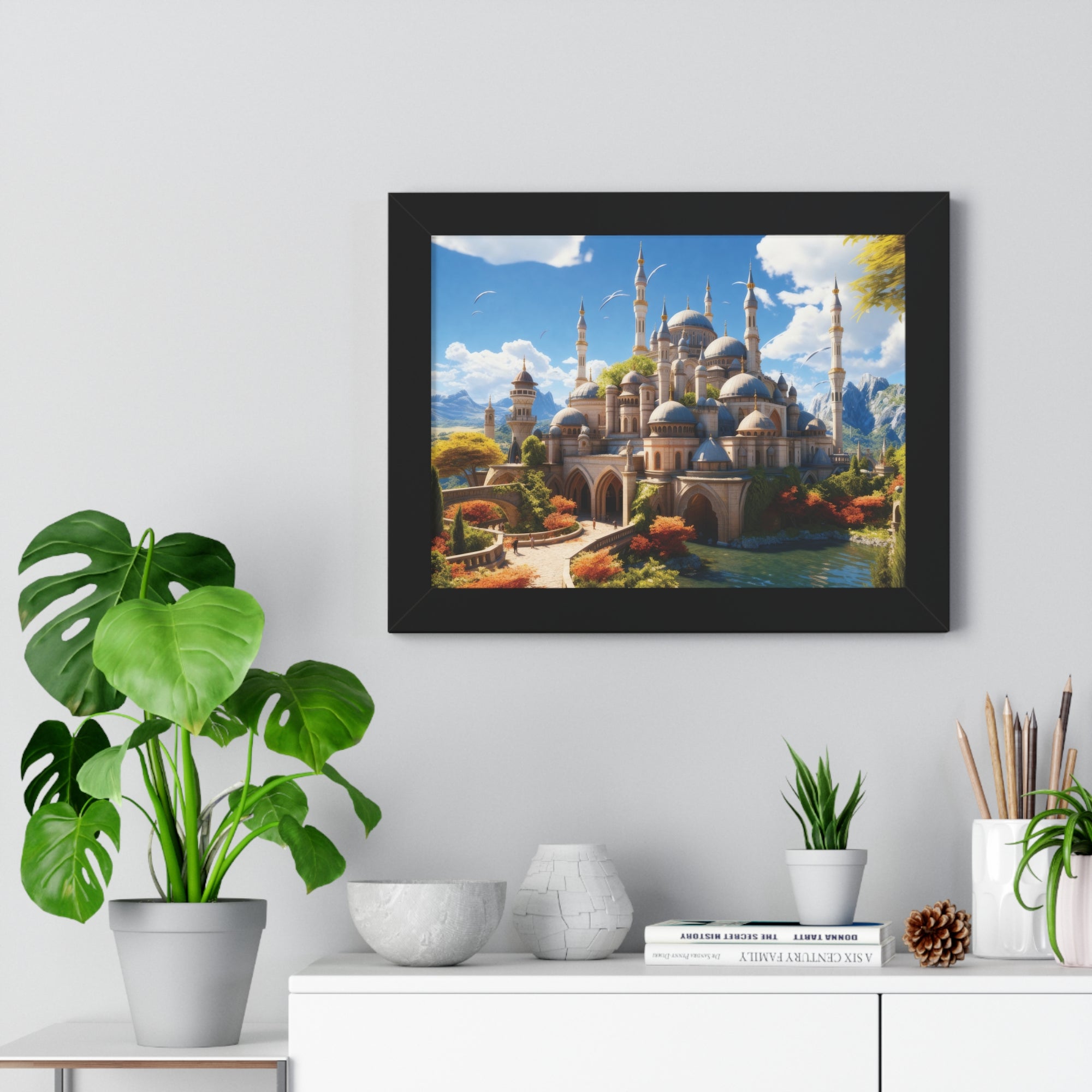 Majestic Mirage – Fantasy Ottoman Castle Reflections Framed Wall Art