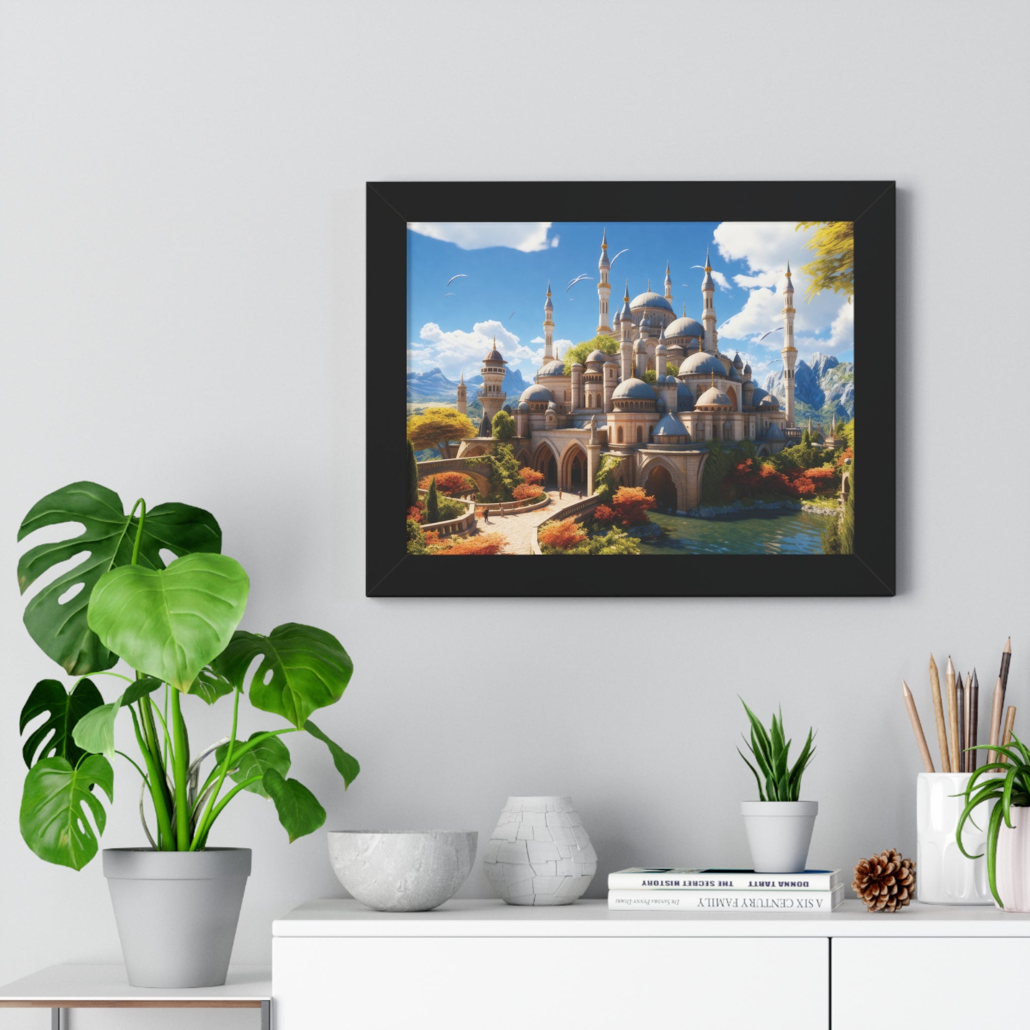 Majestic Mirage – Fantasy Ottoman Castle Reflections Framed Wall Art