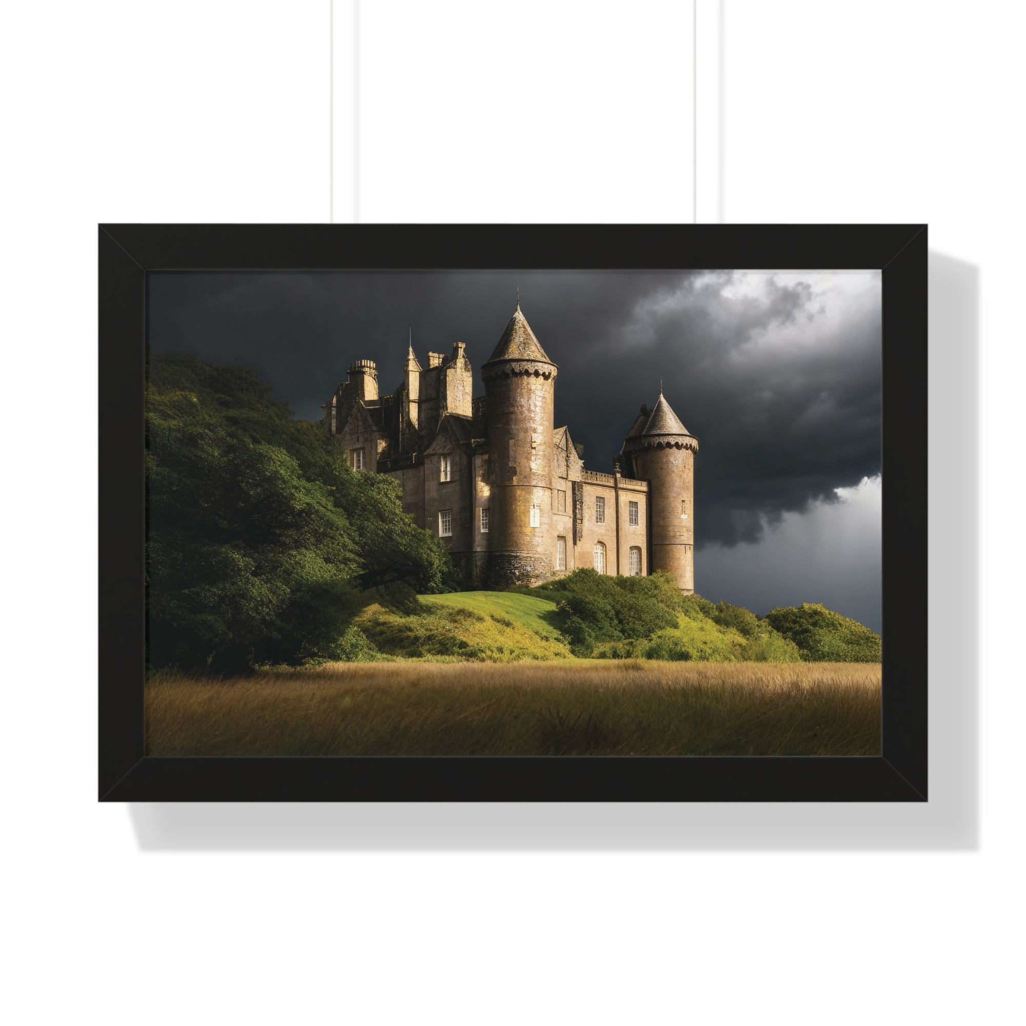Scottish Castle in Stormy Twilight – Dramatic Landscape Wall Art Print