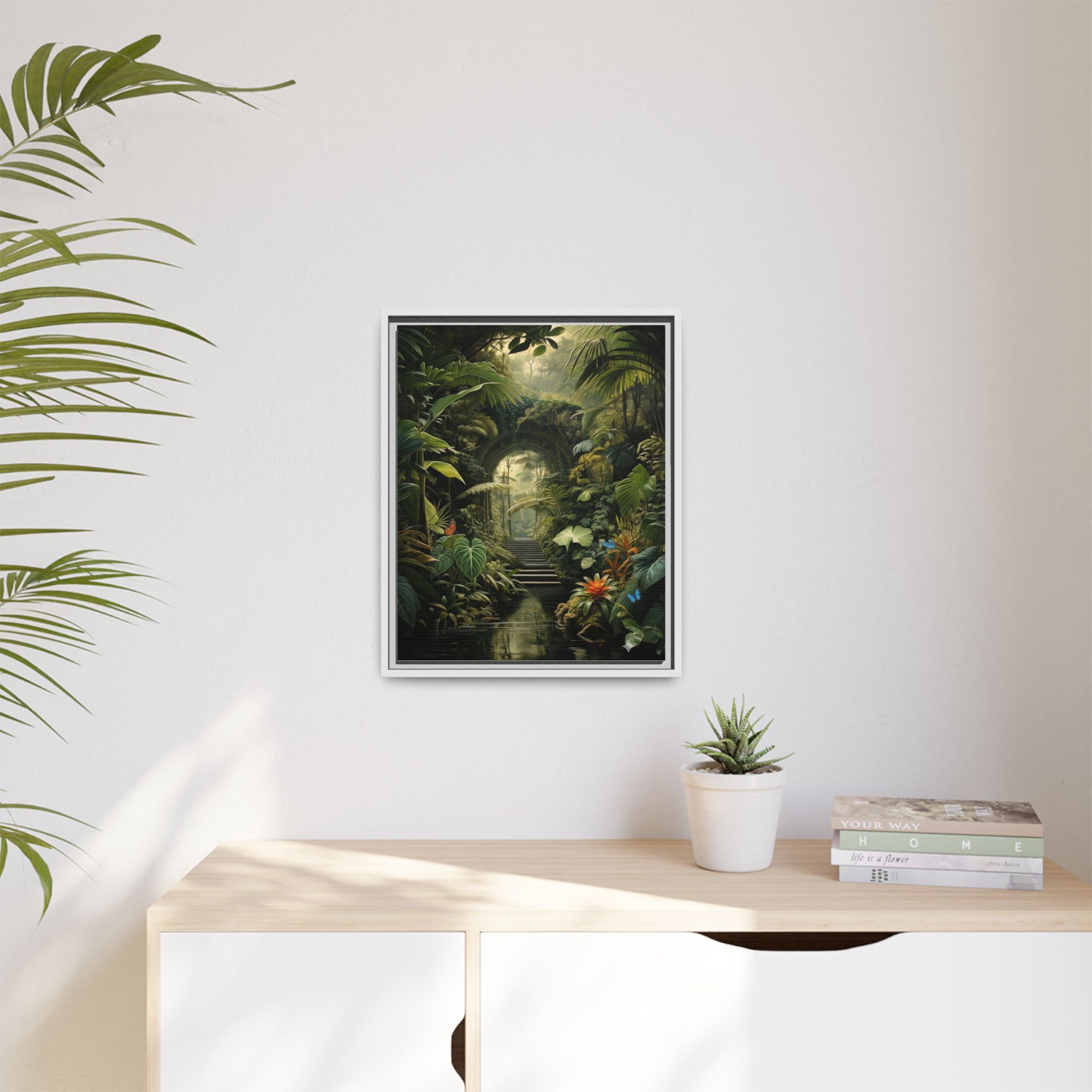 🌴Tropical Forest Illusion – Cinematic Jungle Pathway Wall Art  Luxury Botanical Decor