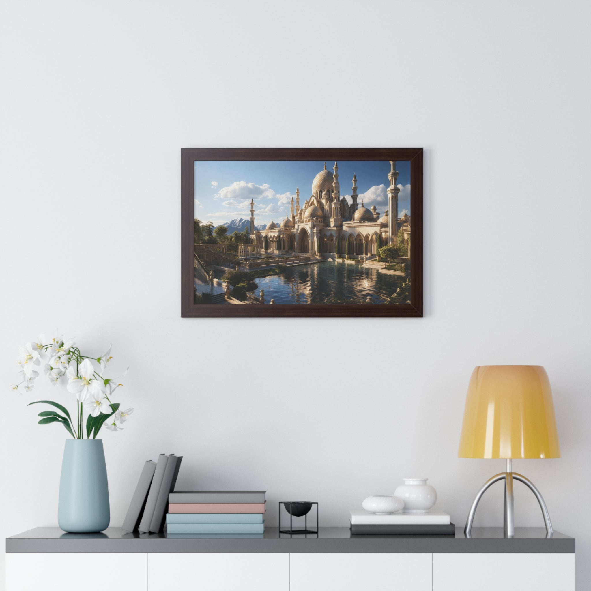 Alpine Majesty – Framed Mosque Reflection Wall Art