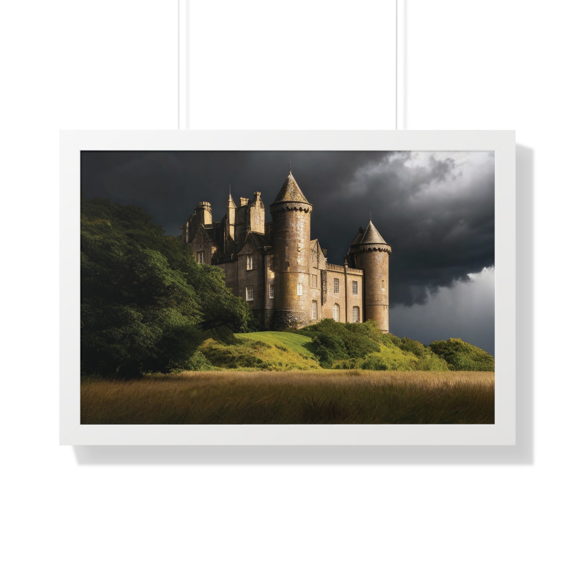 Scottish Castle in Stormy Twilight – Dramatic Landscape Wall Art Print