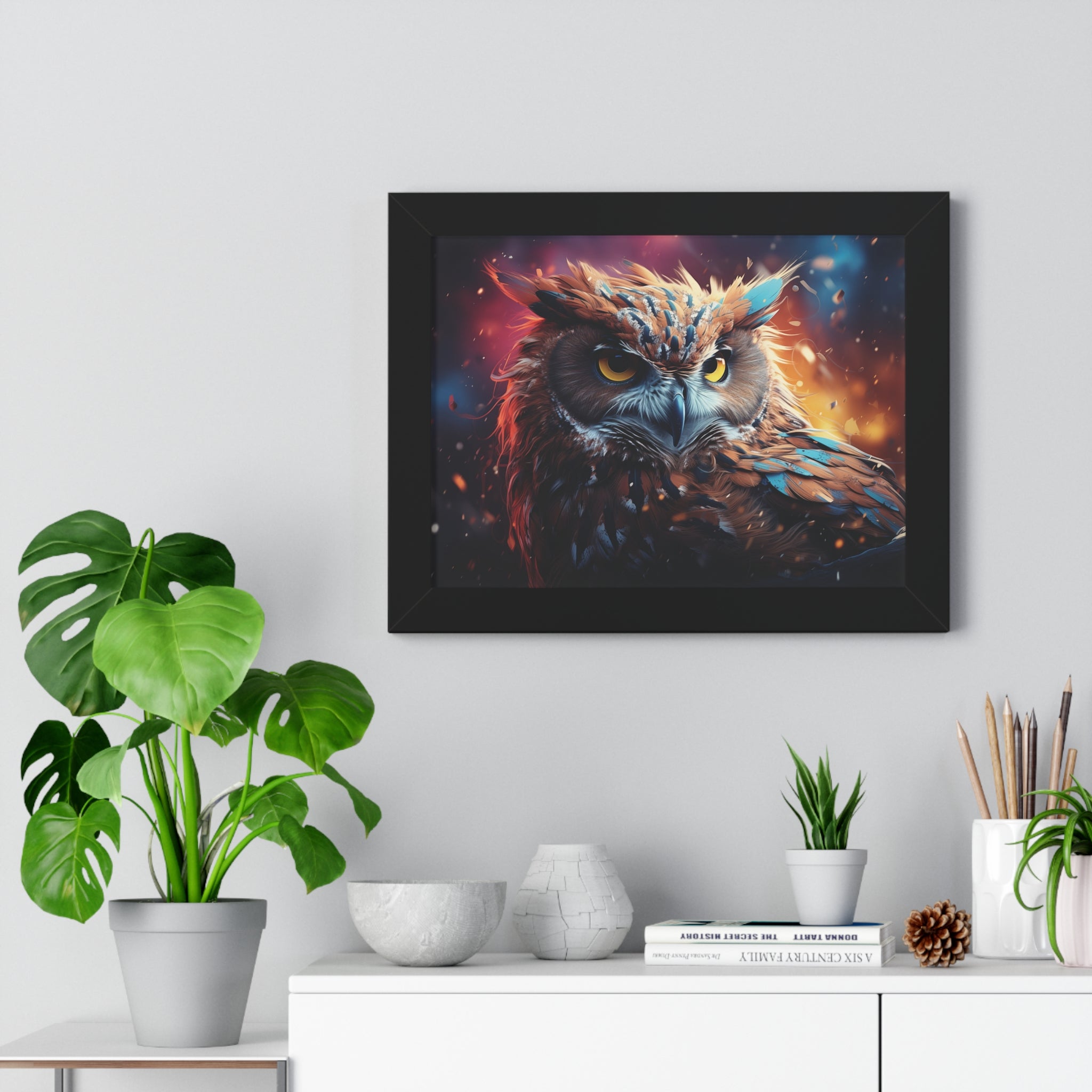 Twilight Sentinel — Regal Owl Wall Art in Fiery🔥Bloom🦉