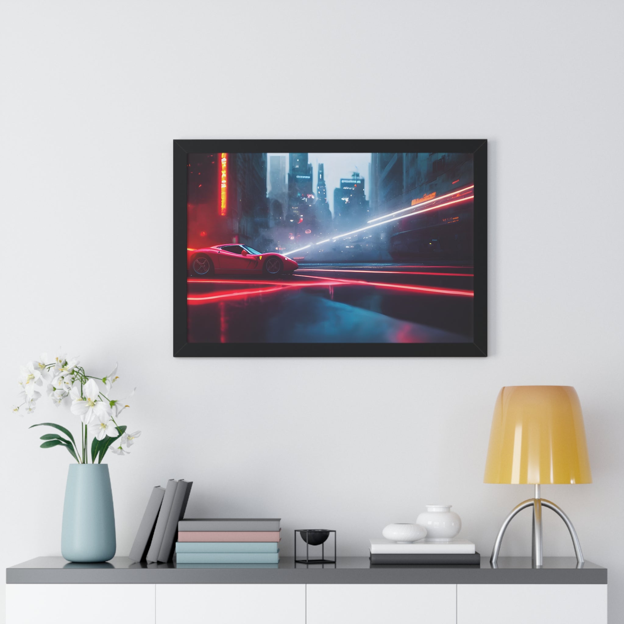 Dazzling Framed Supercar Poster – Red Ferrari F50
