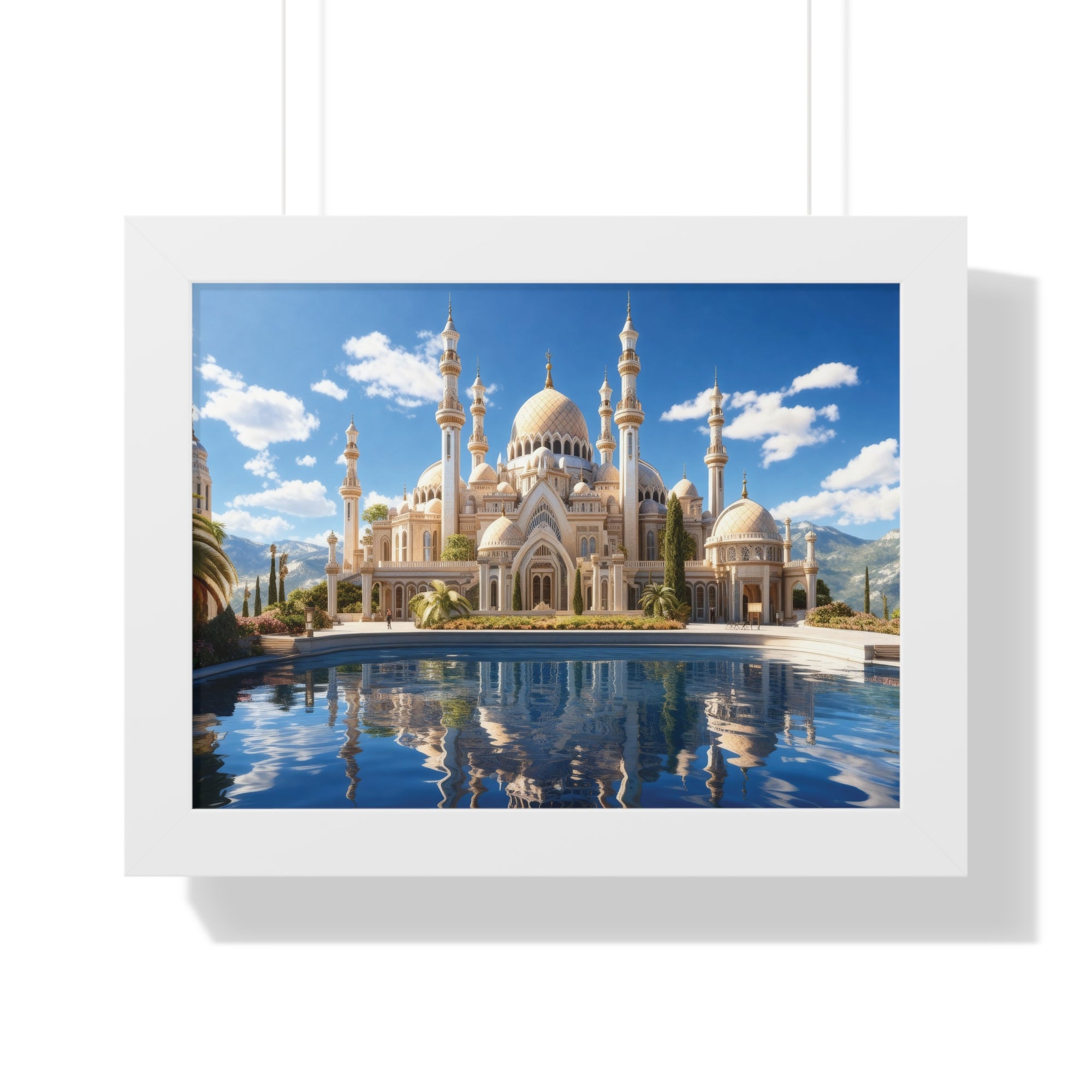 Celestial Tranquility – Framed Islamic Wall Art of Mosque Reflections