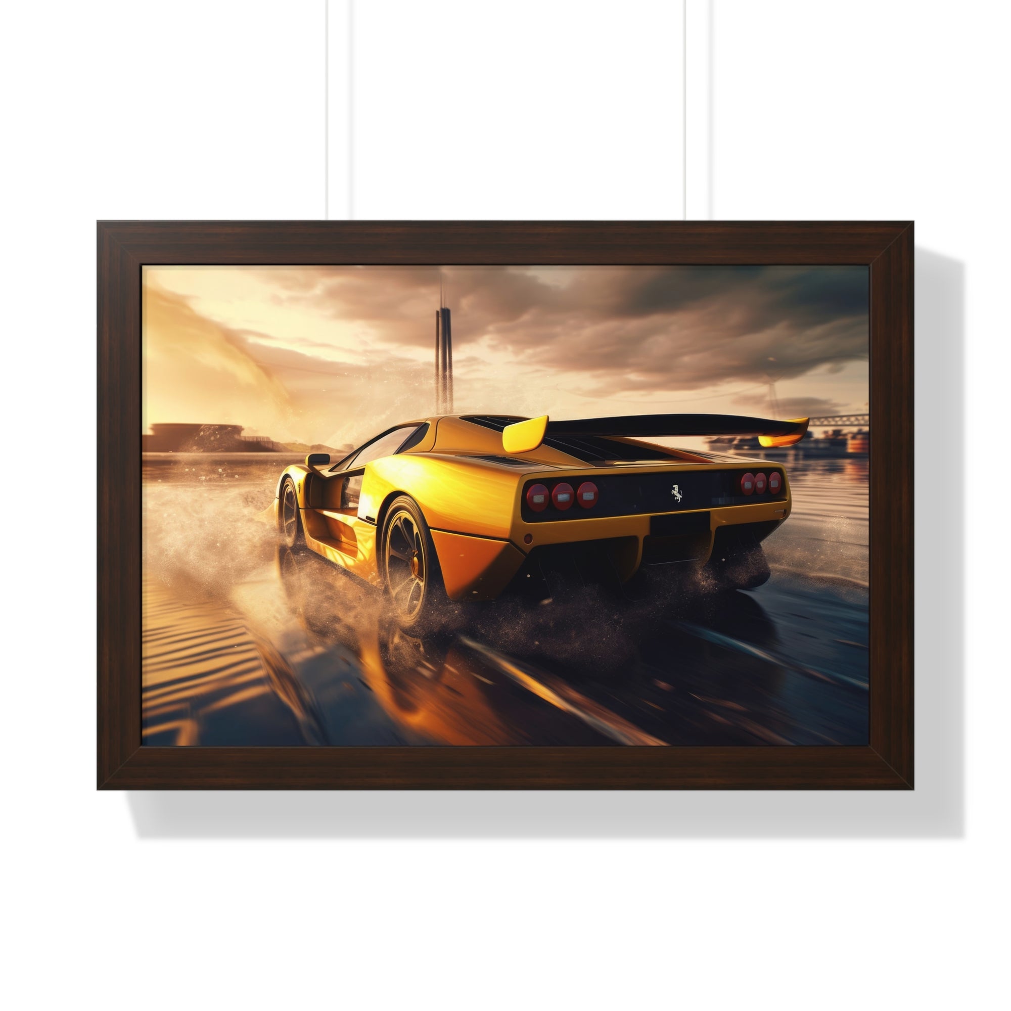 Yellow Ferrari F50 – Collector’s Framed Horizontal Poster