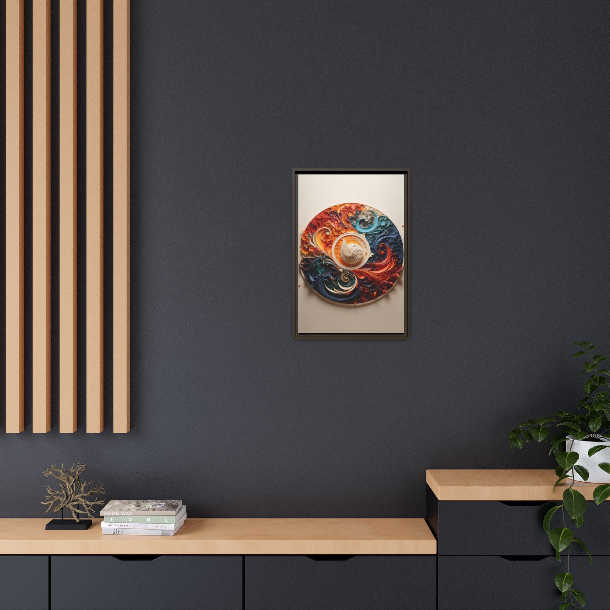 Circular Abstract Wall Art – Vibrant Swirl Design for Modern Interiors