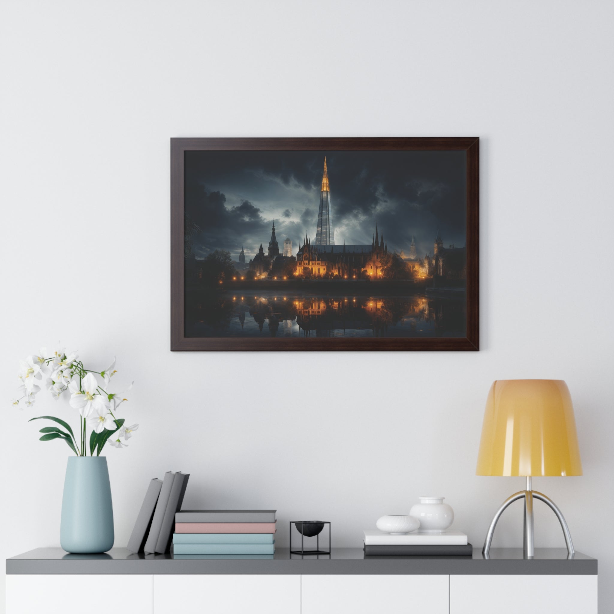London Reflections: The Shard & Historic Skyline at Night – Elegant Cityscape Wall Art