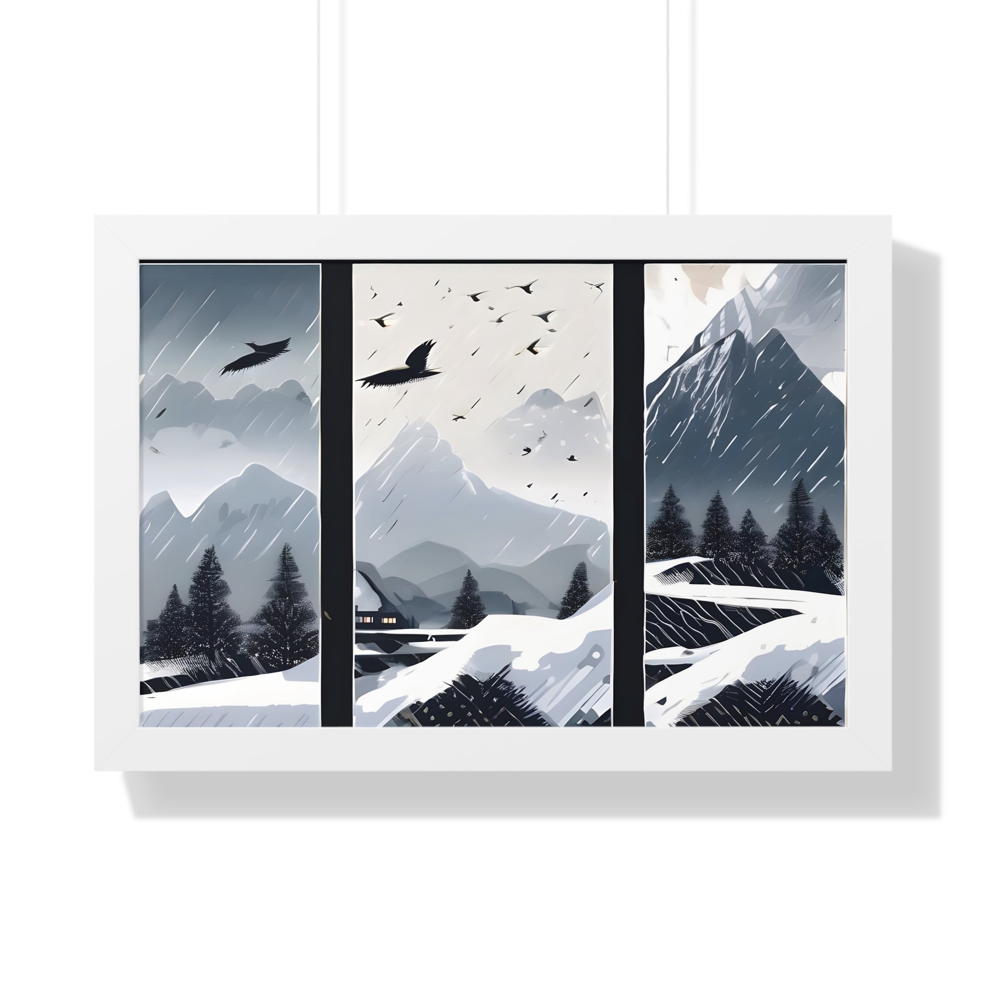 Silent Snowfall – Cozy Cabin in the Woods Canvas Art