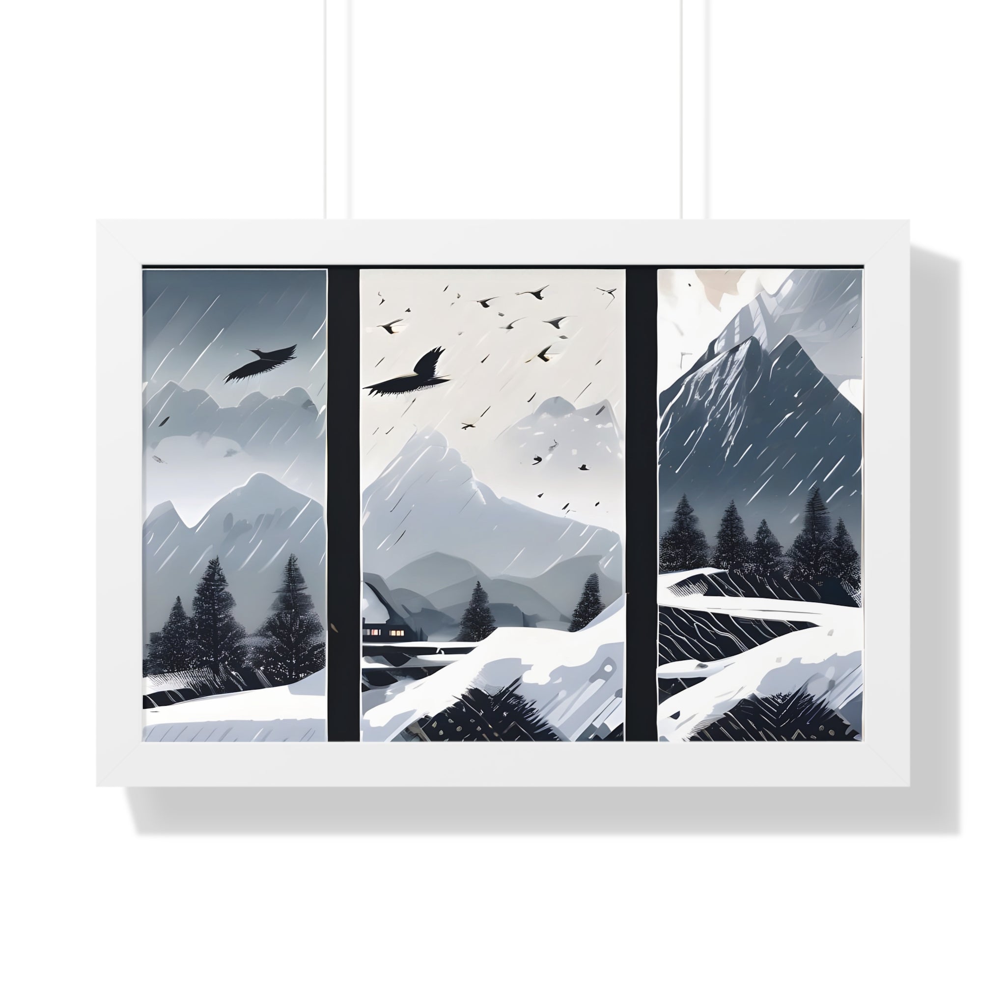 Silent Snowfall – Cozy Cabin in the Woods Canvas Art