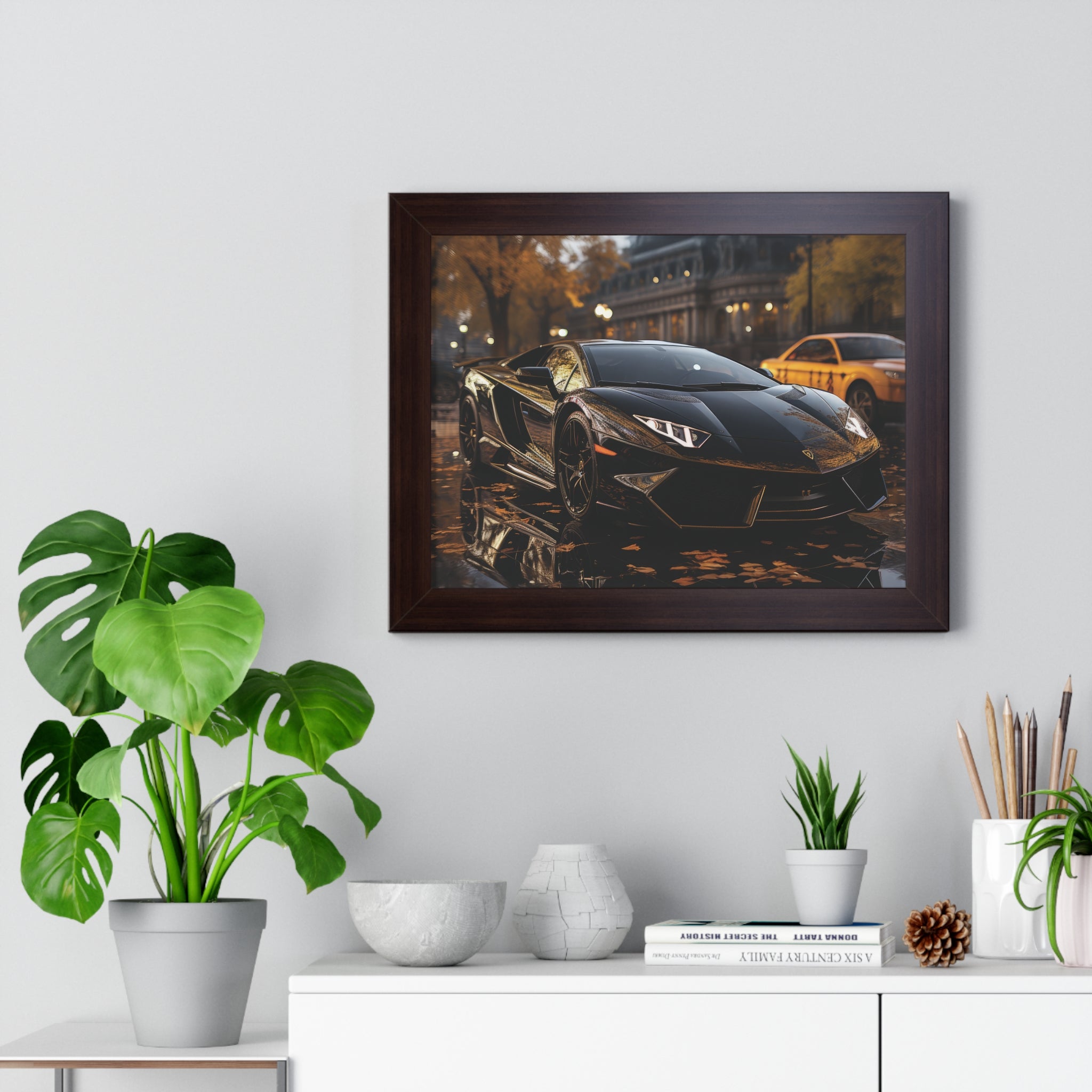 Wet Road Reflection Lamborghini Aventador Art