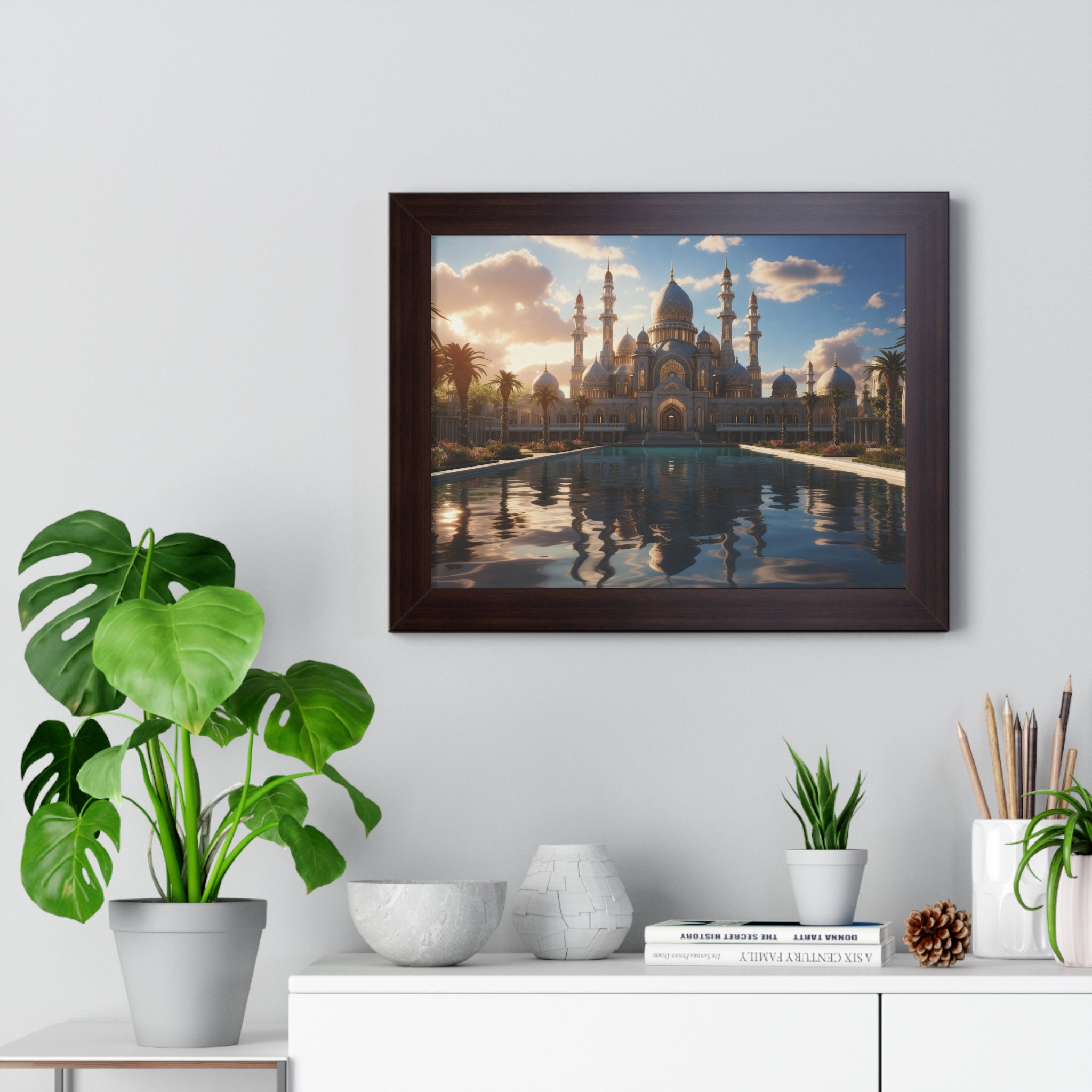 Sacred Stillness – Framed Sunset Mosque Print