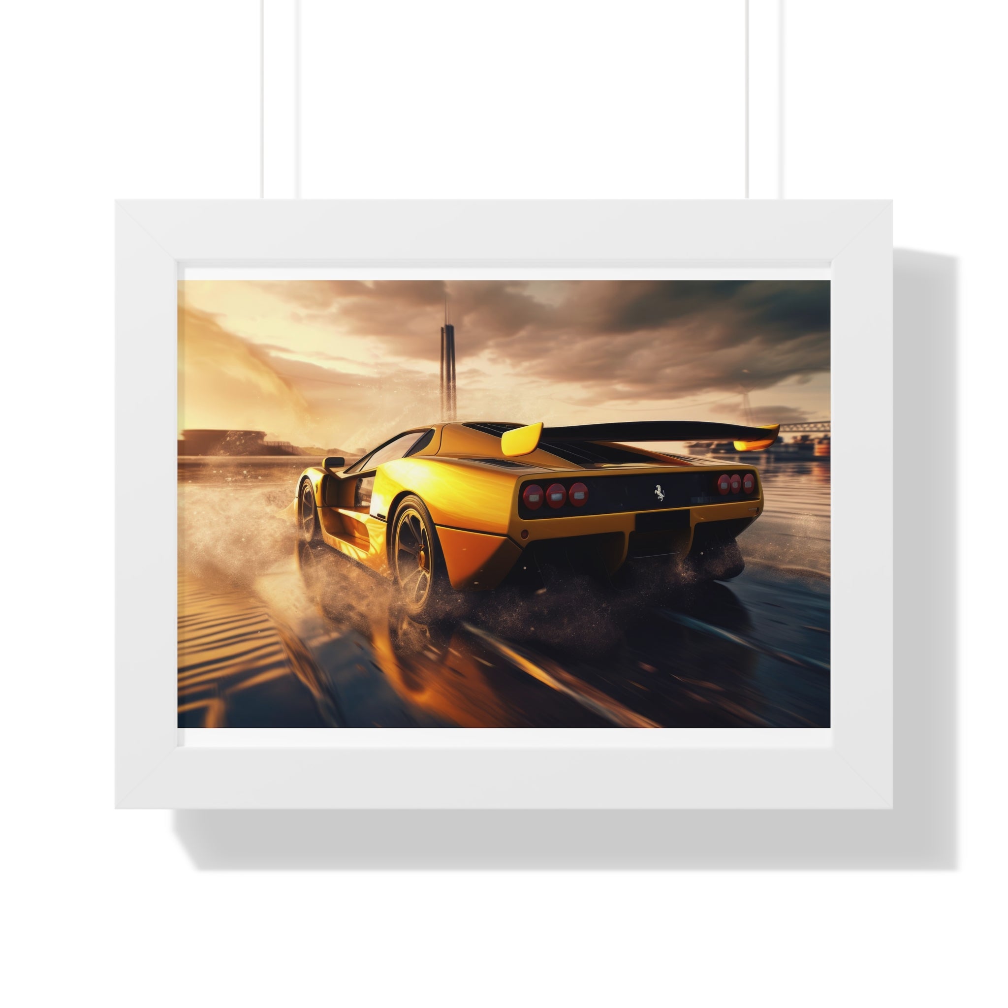 Yellow Ferrari F50 – Collector’s Framed Horizontal Poster