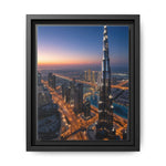 Framed Dubai Skyline at Dusk – Stunning Cityscape Wall Art