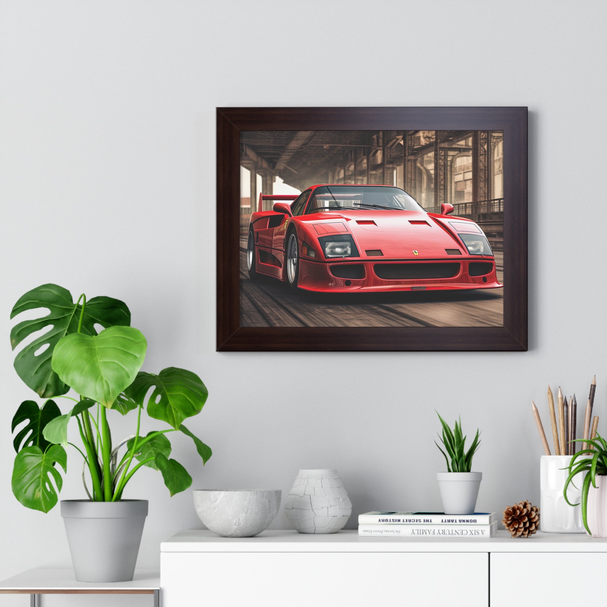 Ferrari F50 Wall Decor – Red Icon Framed in Horizontal Format
