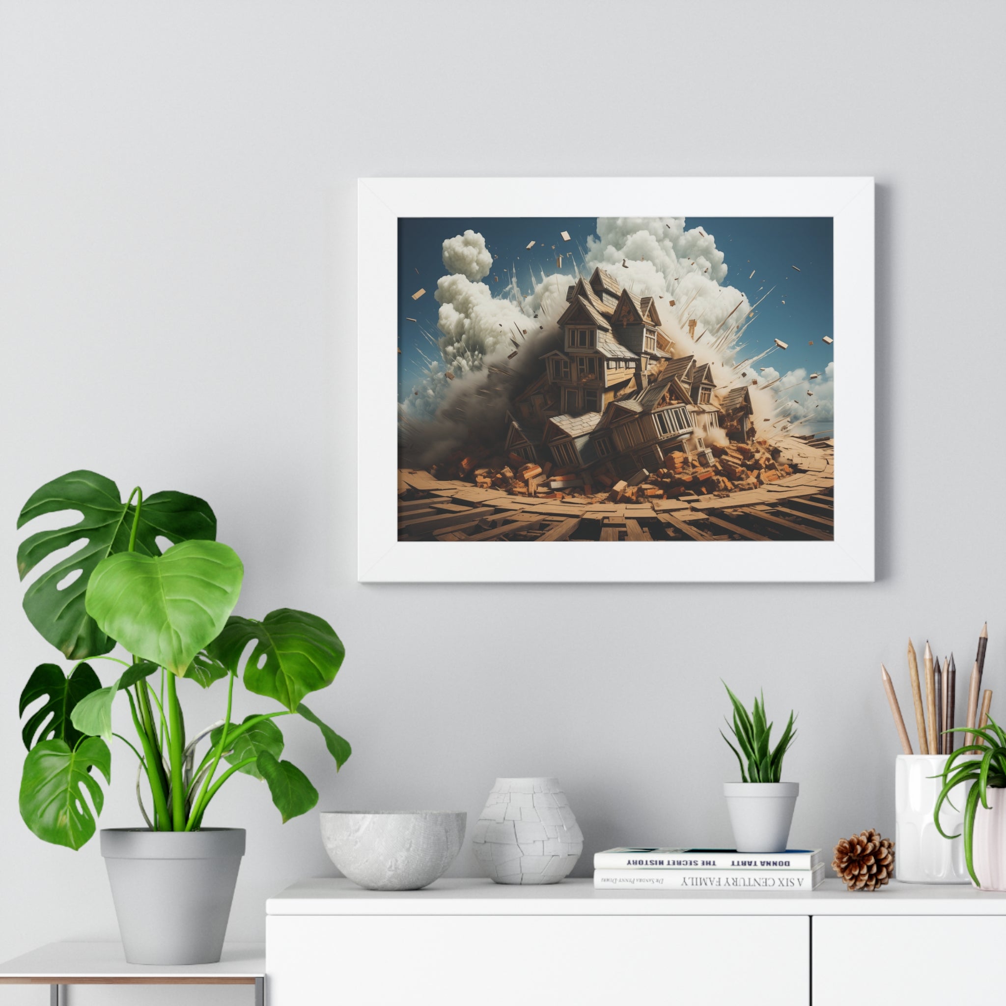 House Explosion Art Print - Modern Architectural Decor