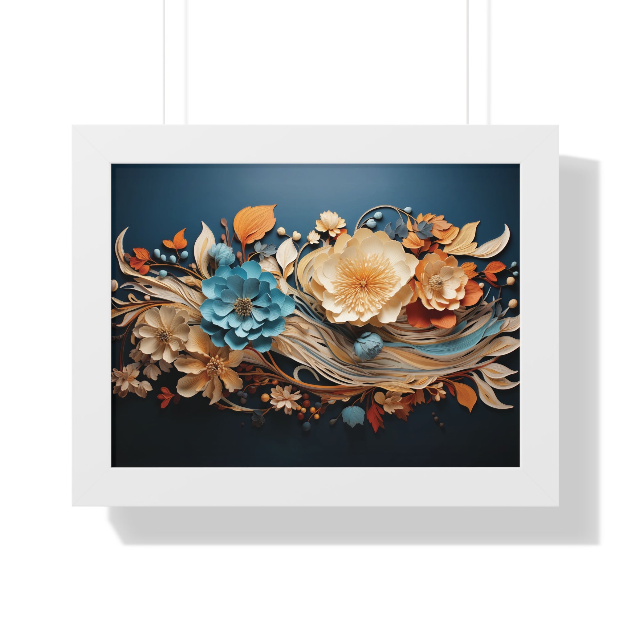 Midnight Bloom  Sculpted Paper Flower Wall Art in Sapphire & Saffron