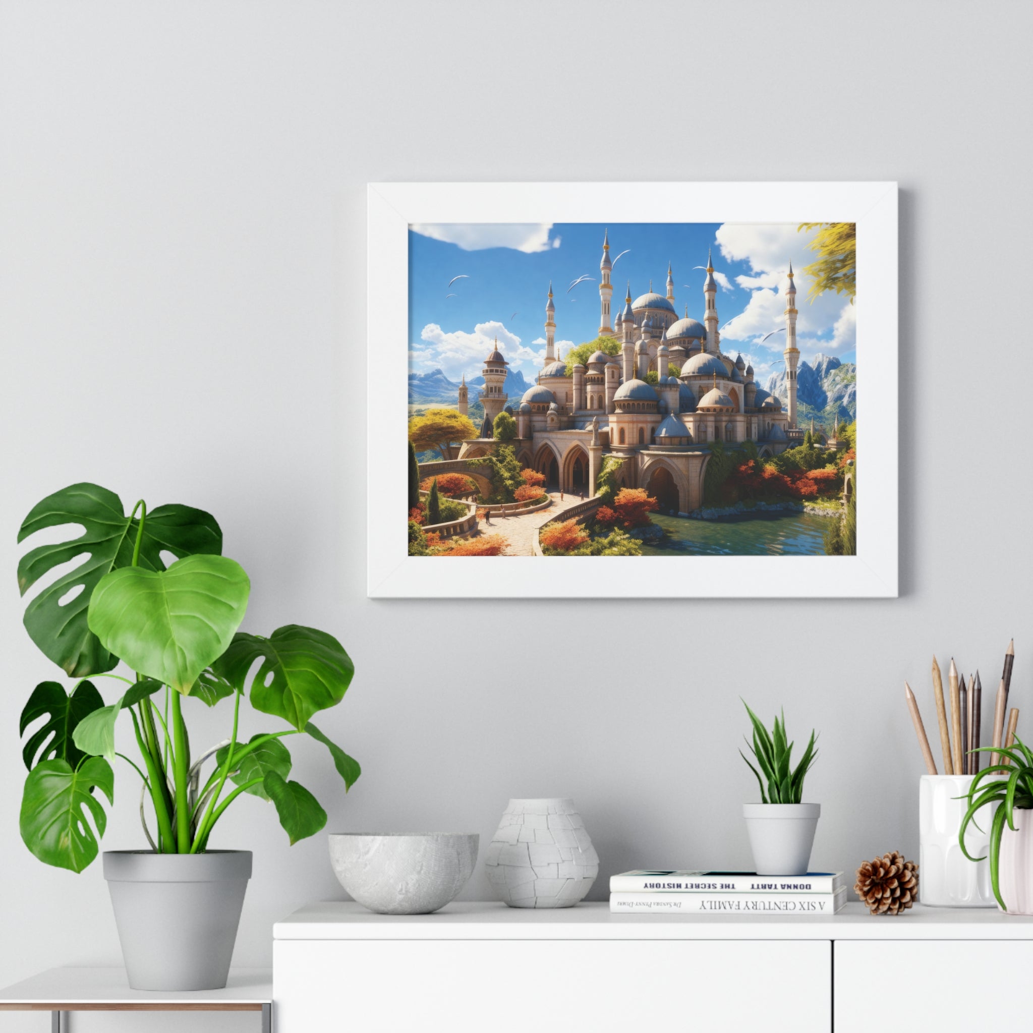 Majestic Mirage – Fantasy Ottoman Castle Reflections Framed Wall Art