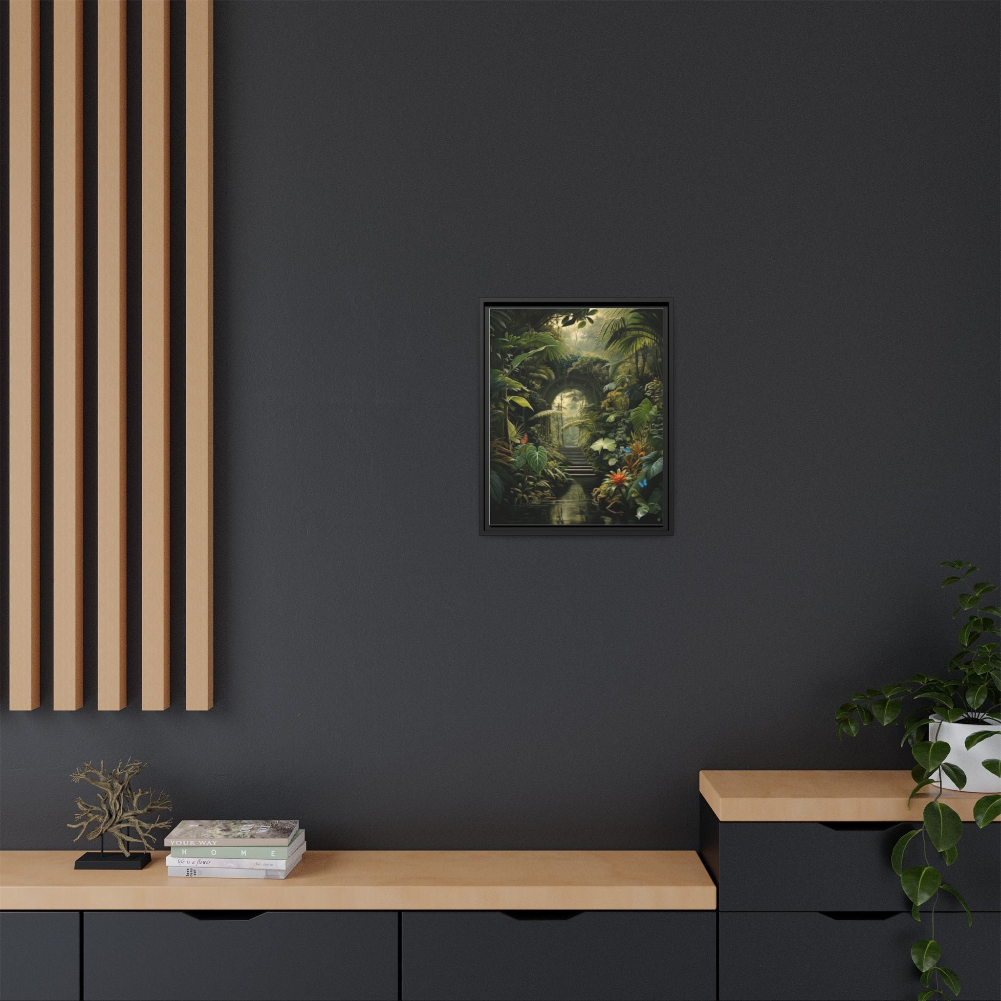 🌴Tropical Forest Illusion – Cinematic Jungle Pathway Wall Art  Luxury Botanical Decor