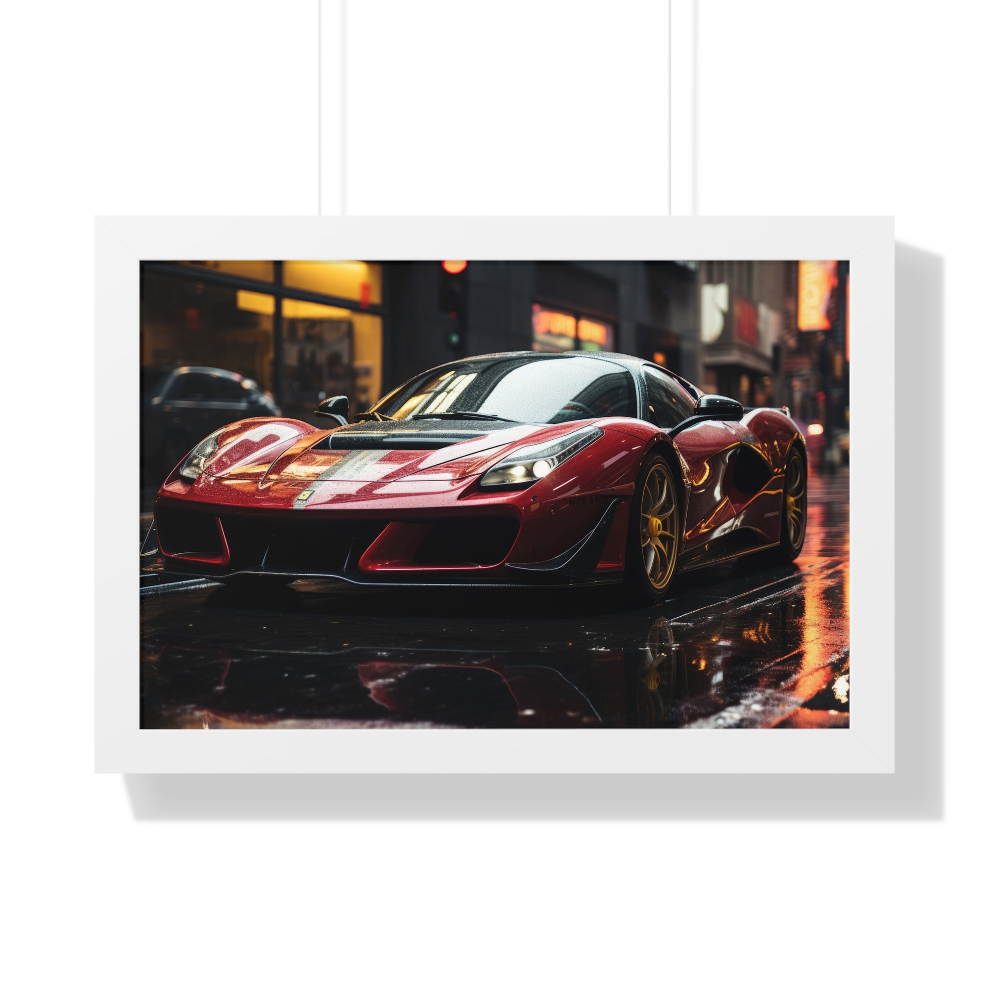 Framed Red Ferrari F50 Horizontal Poster – Supercar Wall Art for Car Enthusiasts
