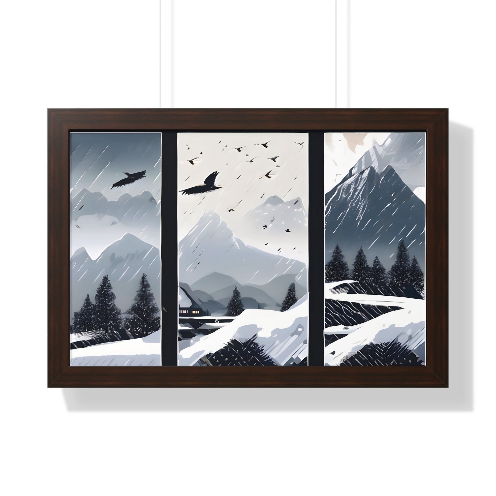 Silent Snowfall – Cozy Cabin in the Woods Canvas Art