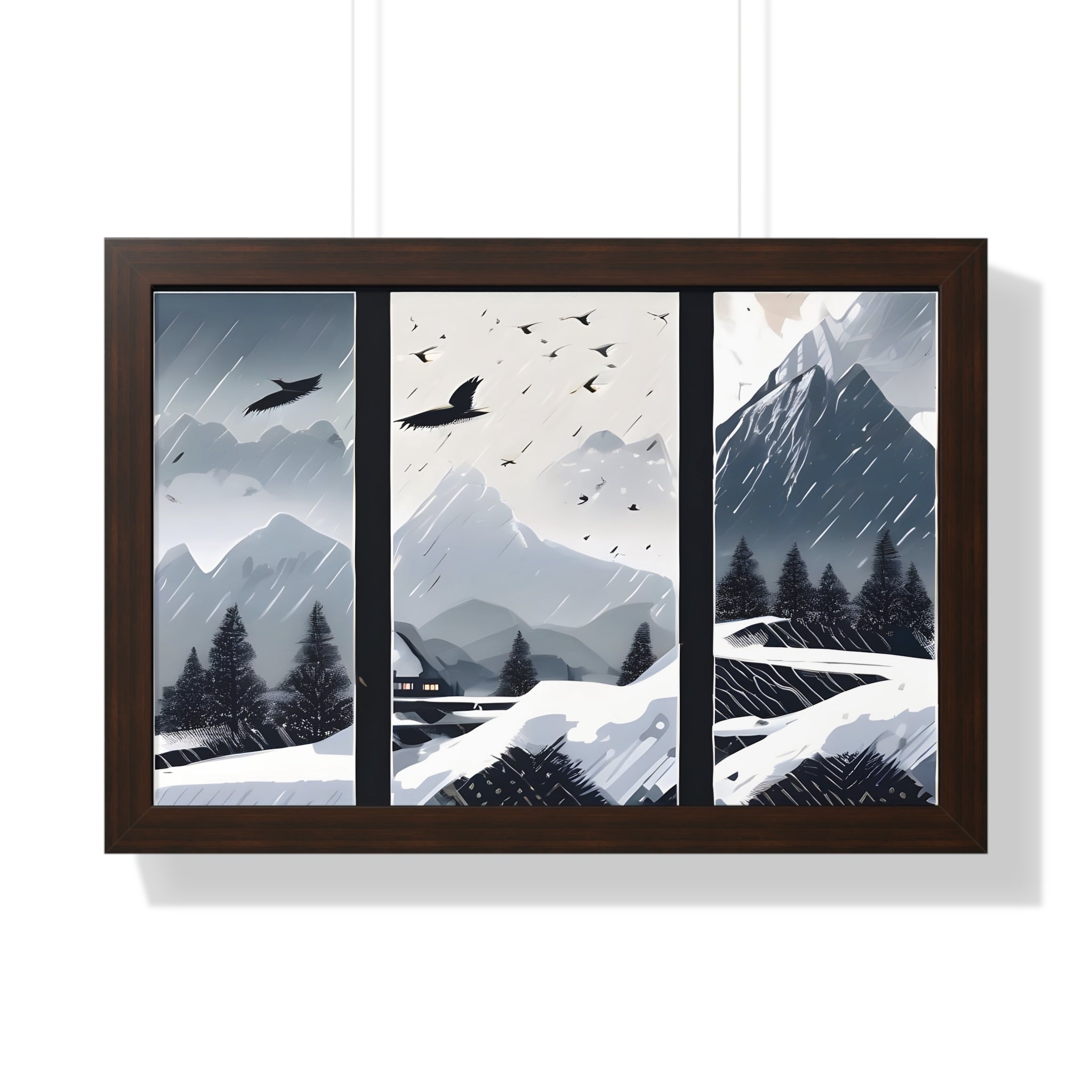 Silent Snowfall – Cozy Cabin in the Woods Canvas Art