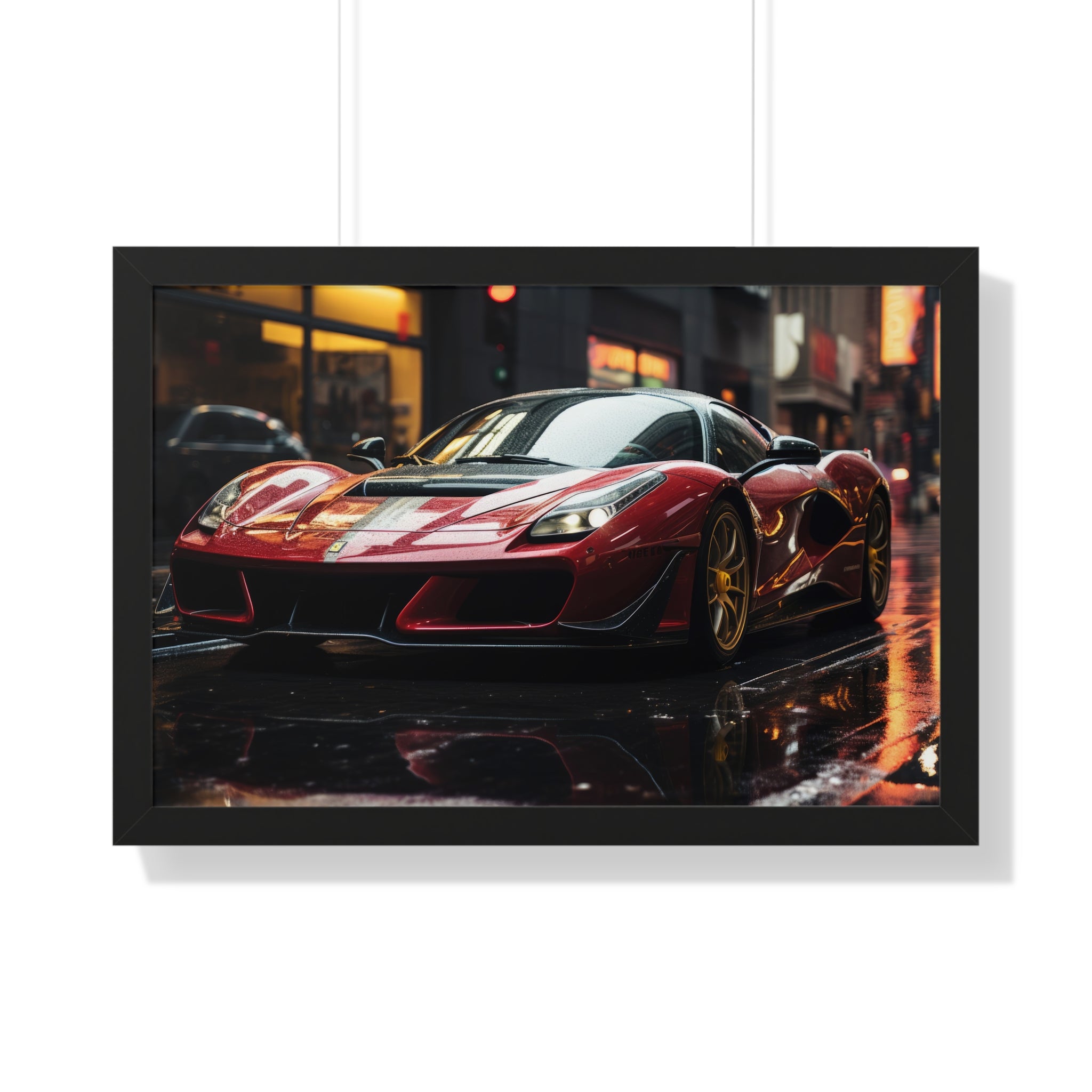 Framed Red Ferrari F50 Horizontal Poster – Supercar Wall Art for Car Enthusiasts