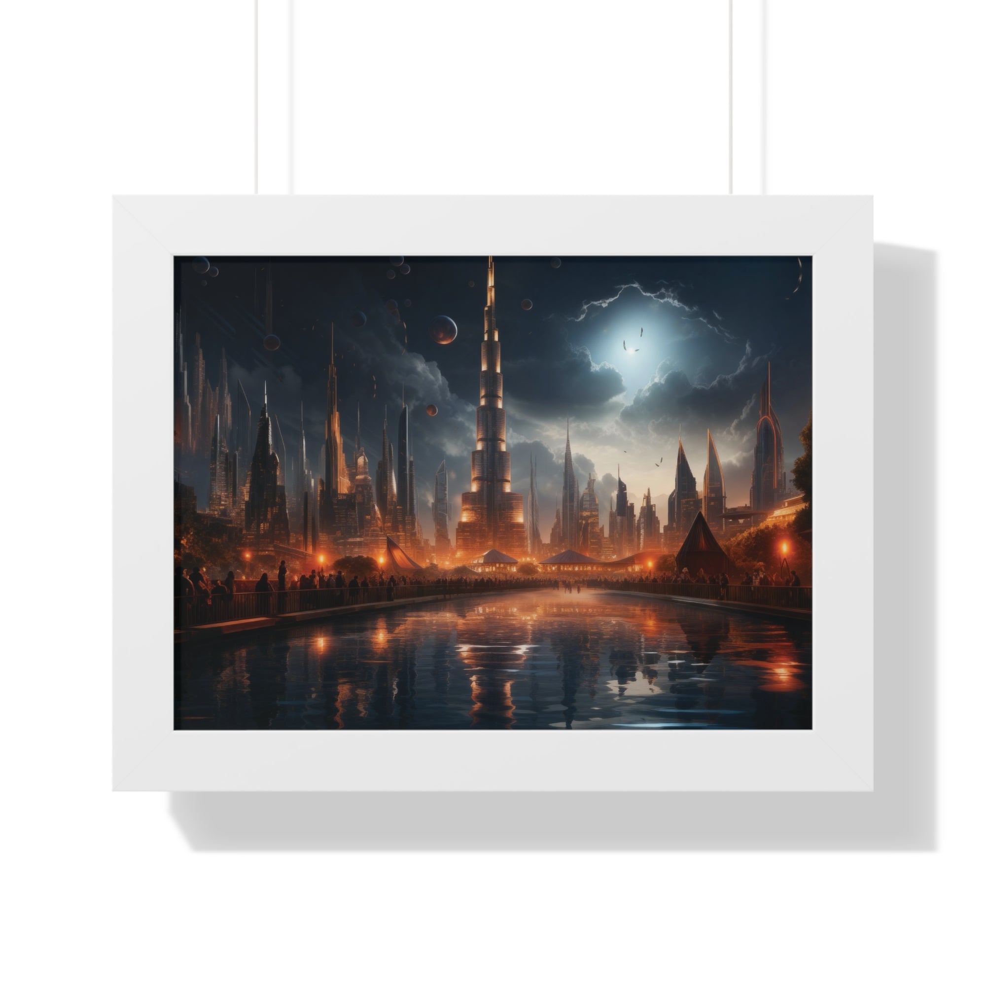Futuristic Cityscape Night Scene – Sci-Fi Digital Art Print for Wall Decor