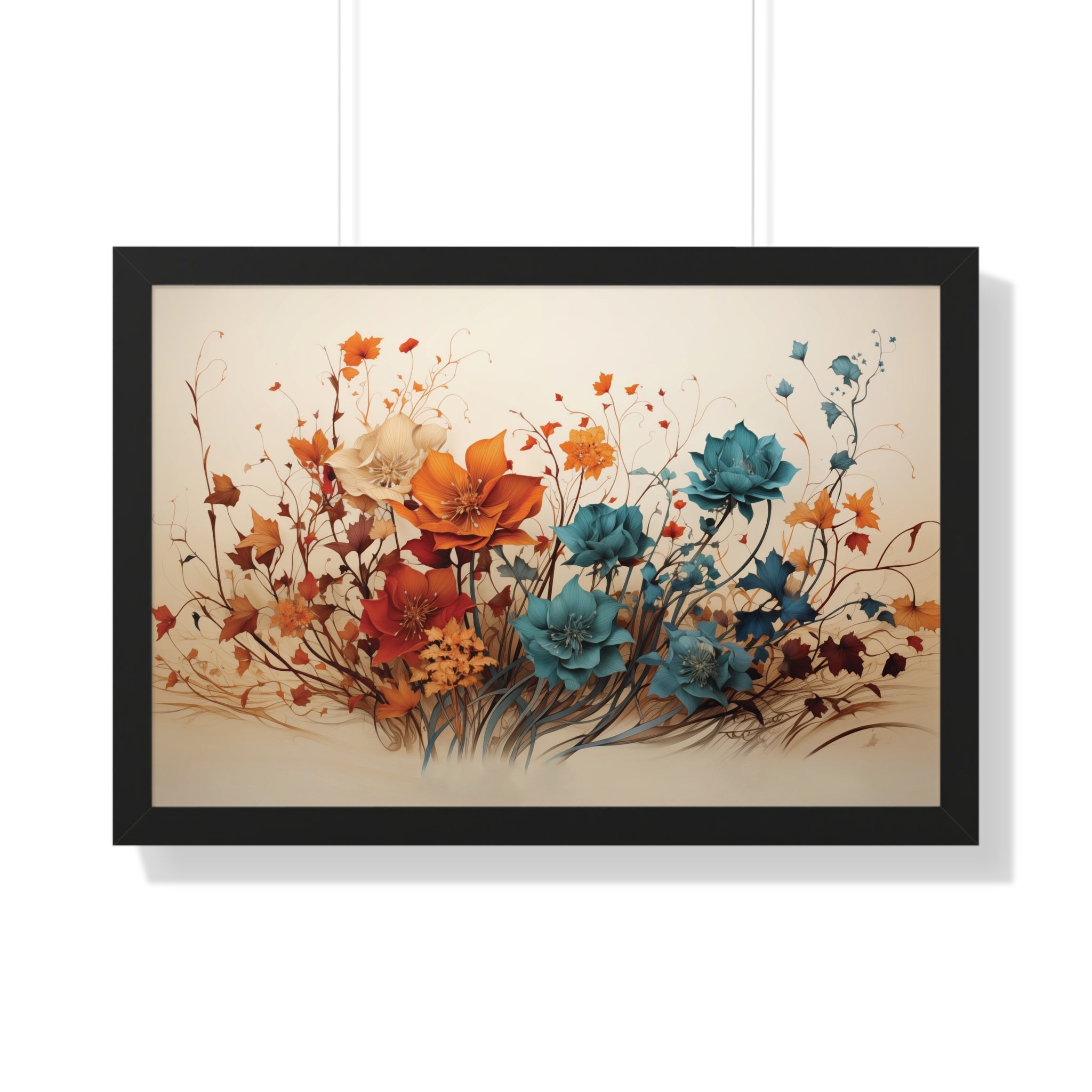 Amber Reverie Botanical Wall Art in Burnt Teal & Marigold