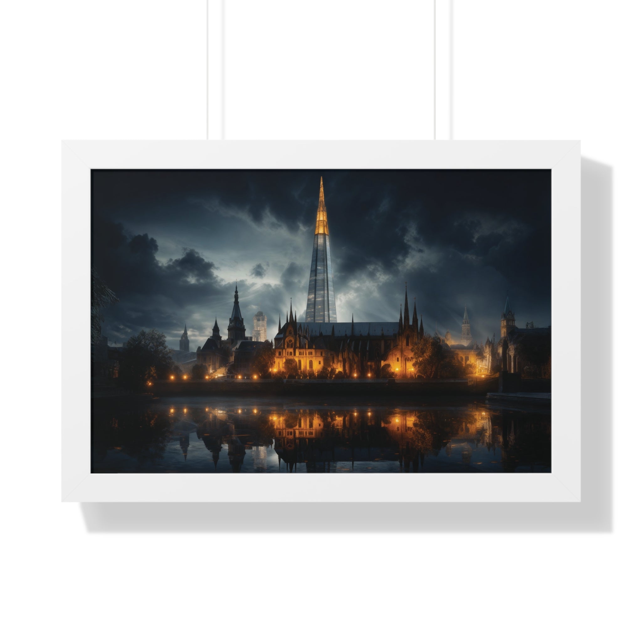 London Reflections: The Shard & Historic Skyline at Night – Elegant Cityscape Wall Art