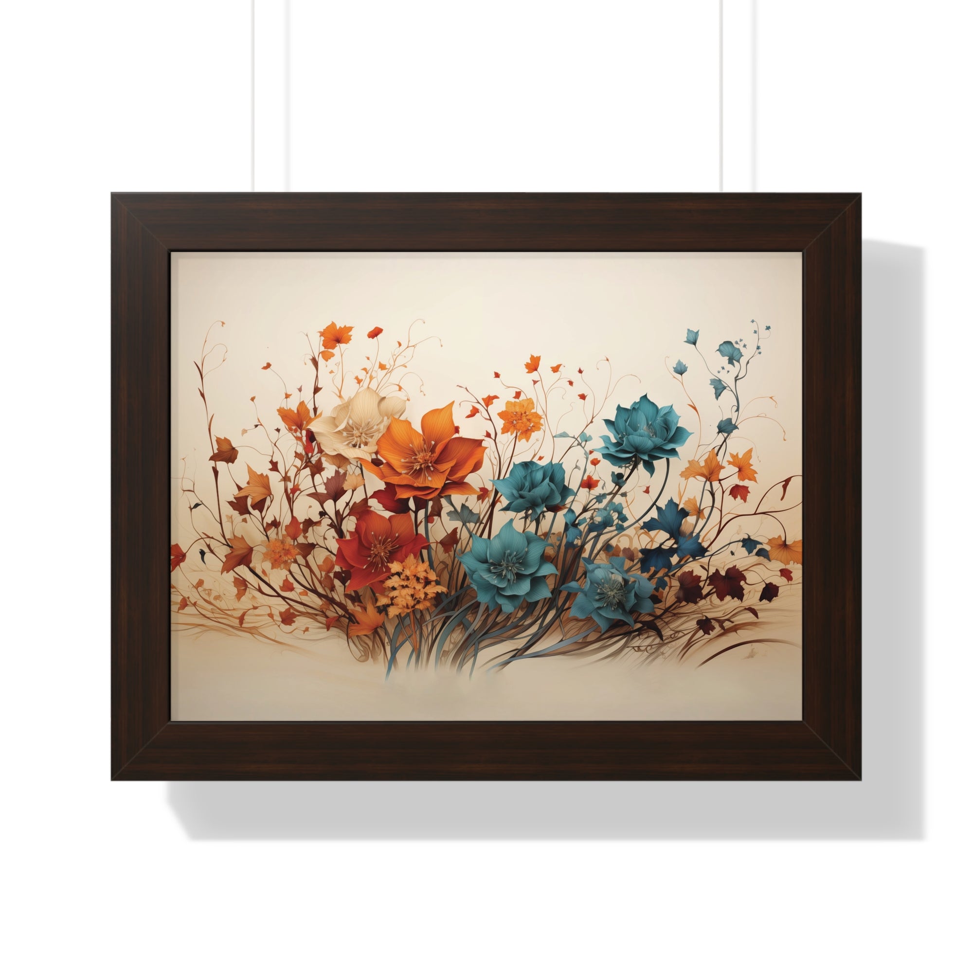 Amber Reverie Botanical Wall Art in Burnt Teal & Marigold