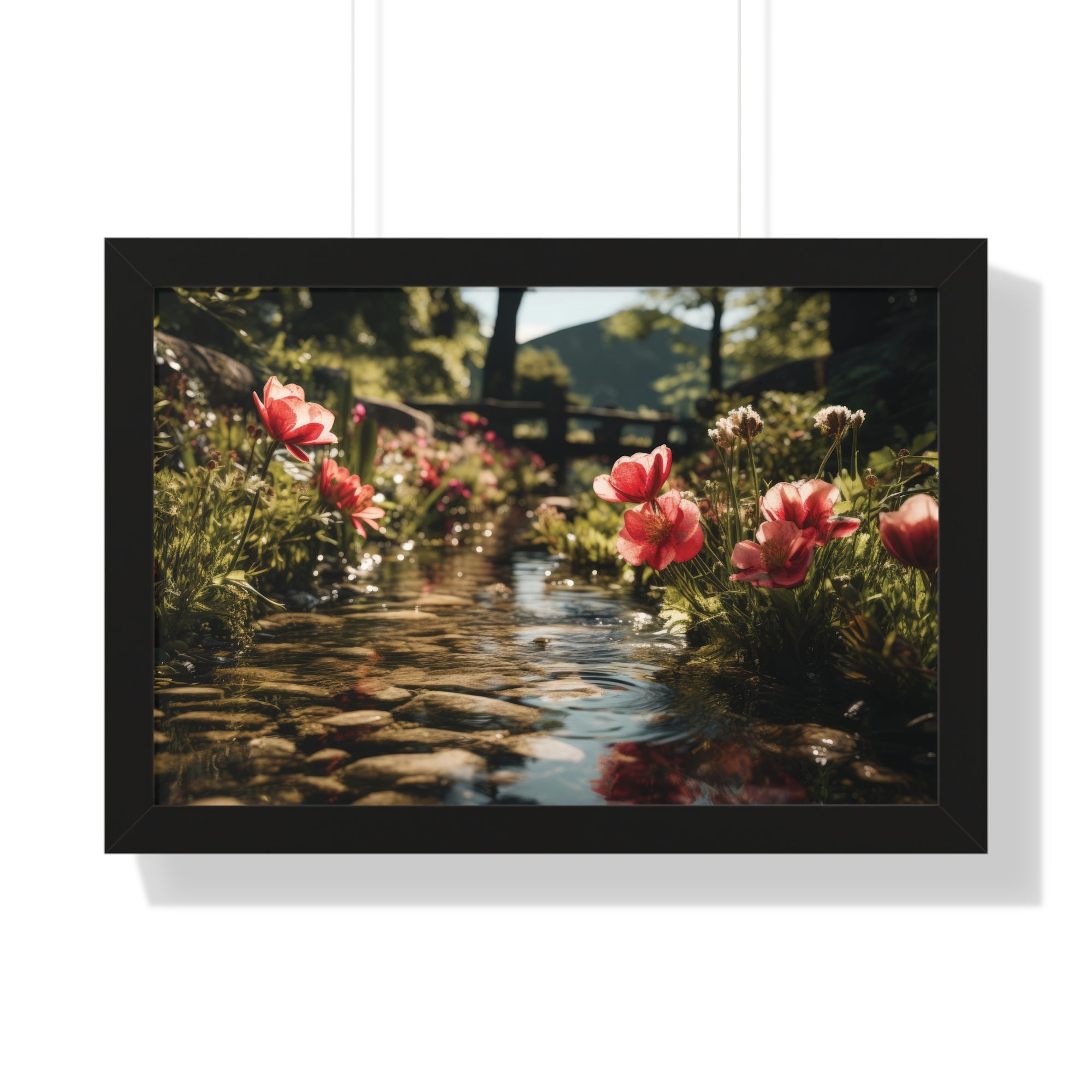 Whispers of Water – Floral Garden Landscape Print