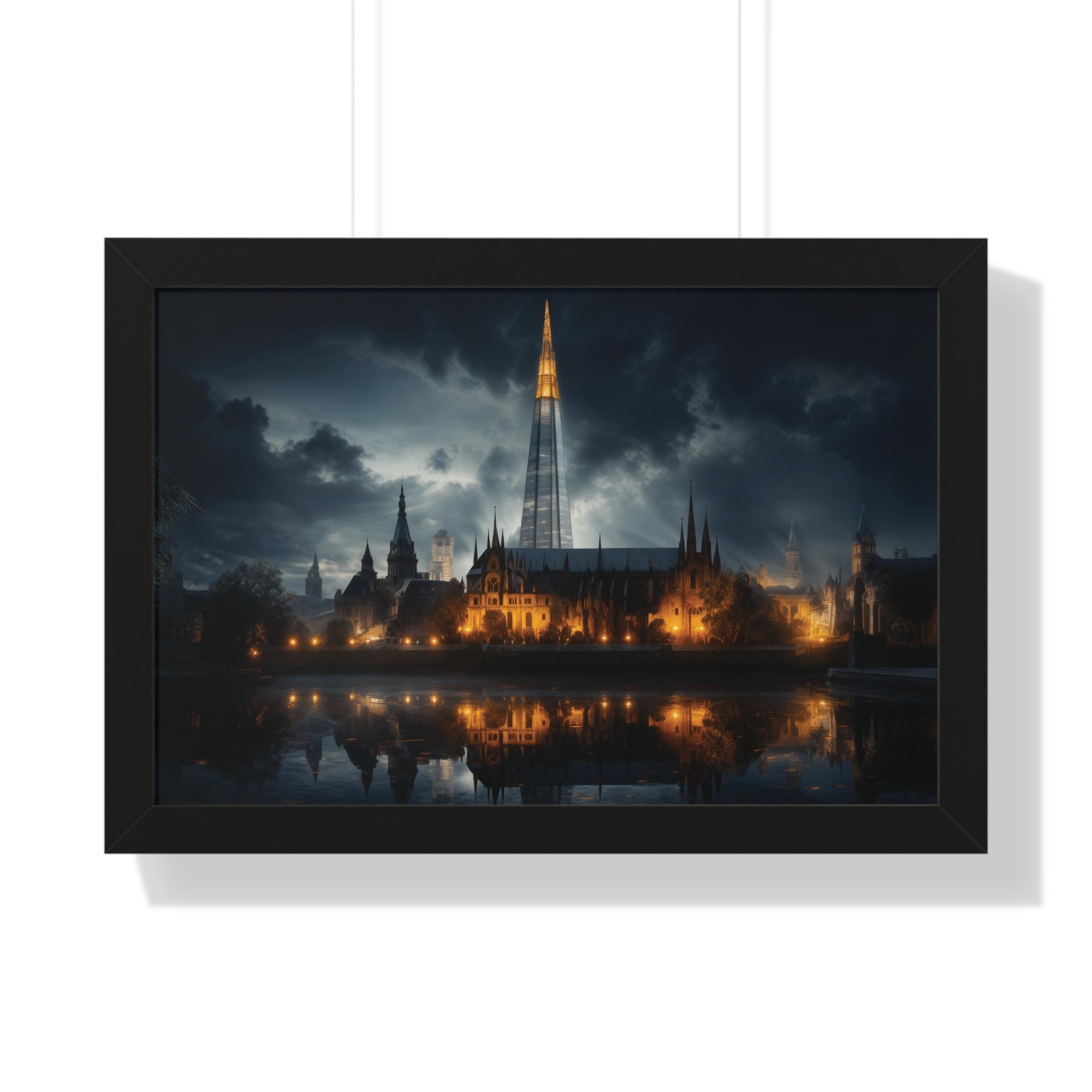 London Reflections: The Shard & Historic Skyline at Night – Elegant Cityscape Wall Art