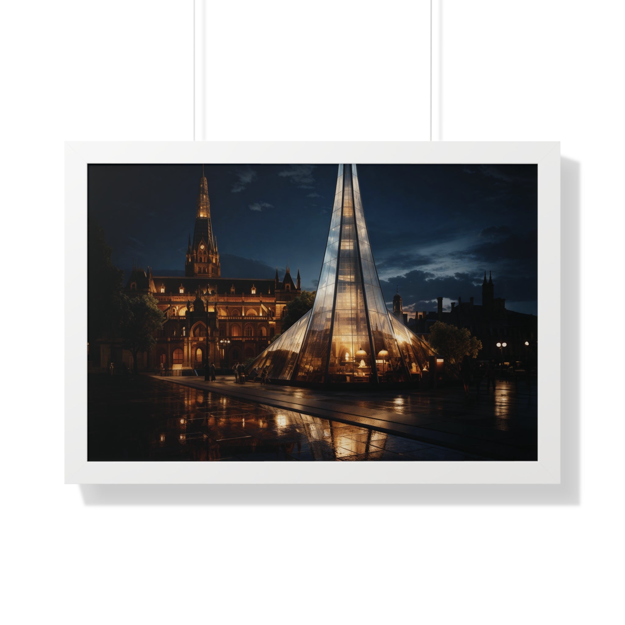 Timeless Contrast Historic London Facade & Glass Tower – Architectural Wall Art