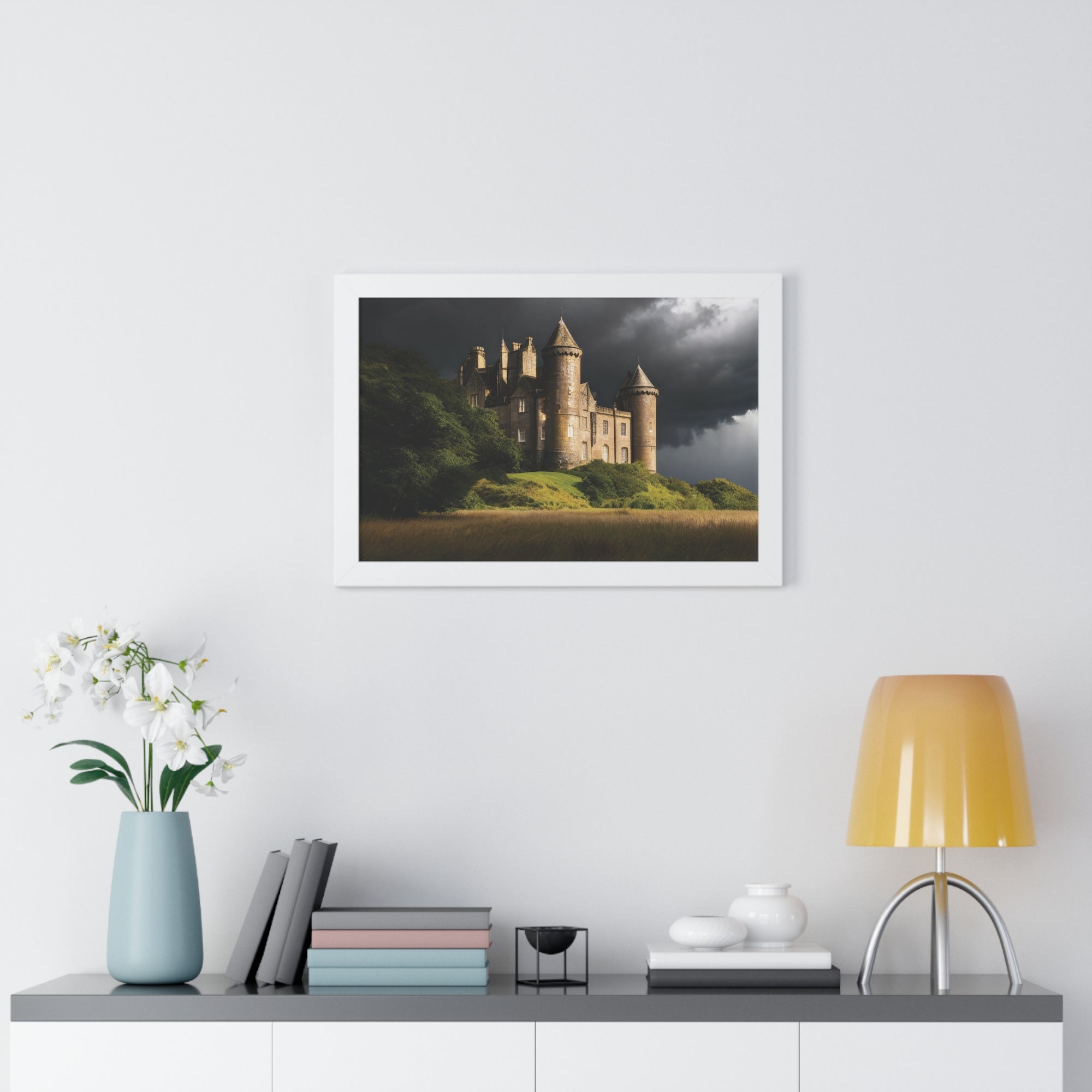Scottish Castle in Stormy Twilight – Dramatic Landscape Wall Art Print