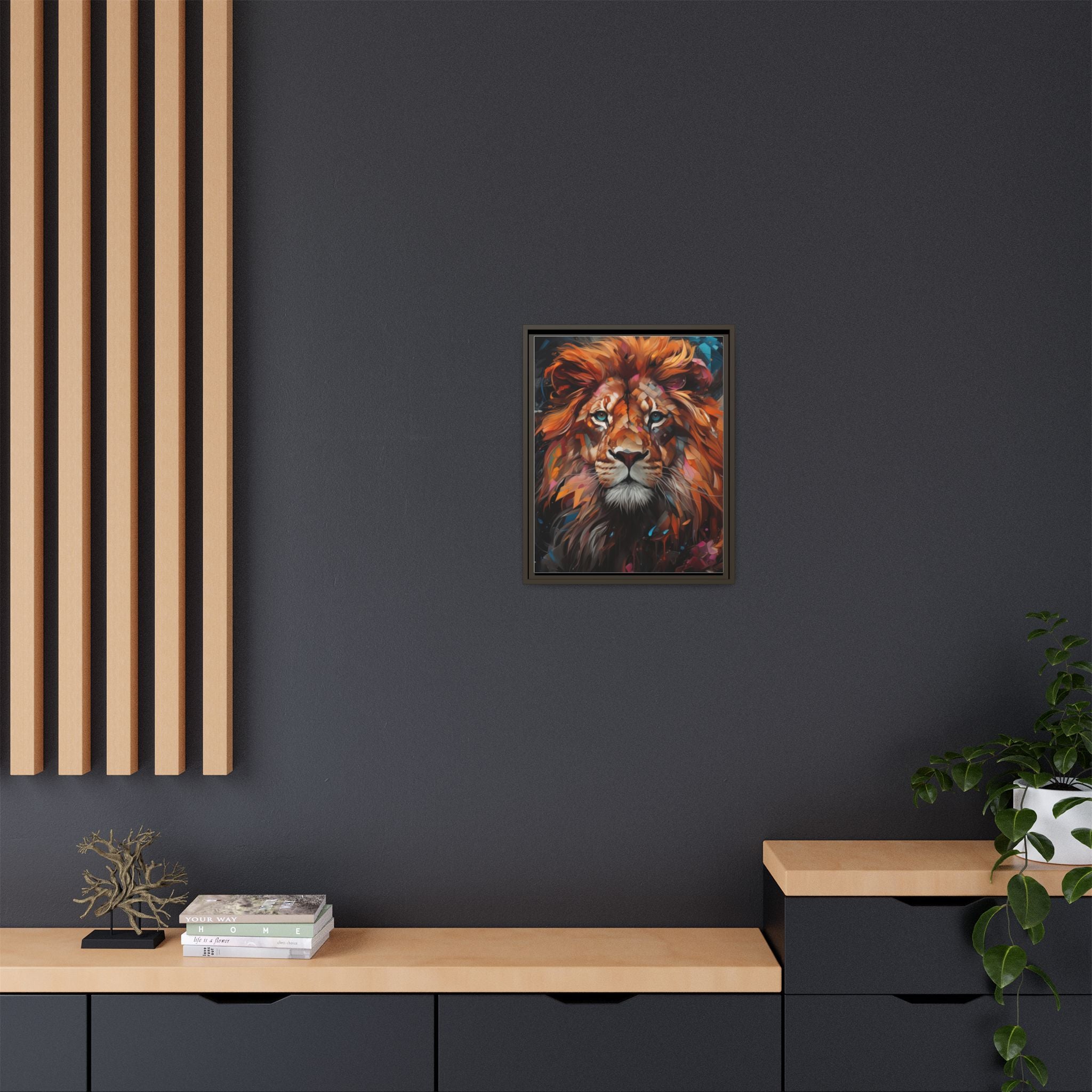 Fierce Elegance Multicolour Lion Art for Statement Space
