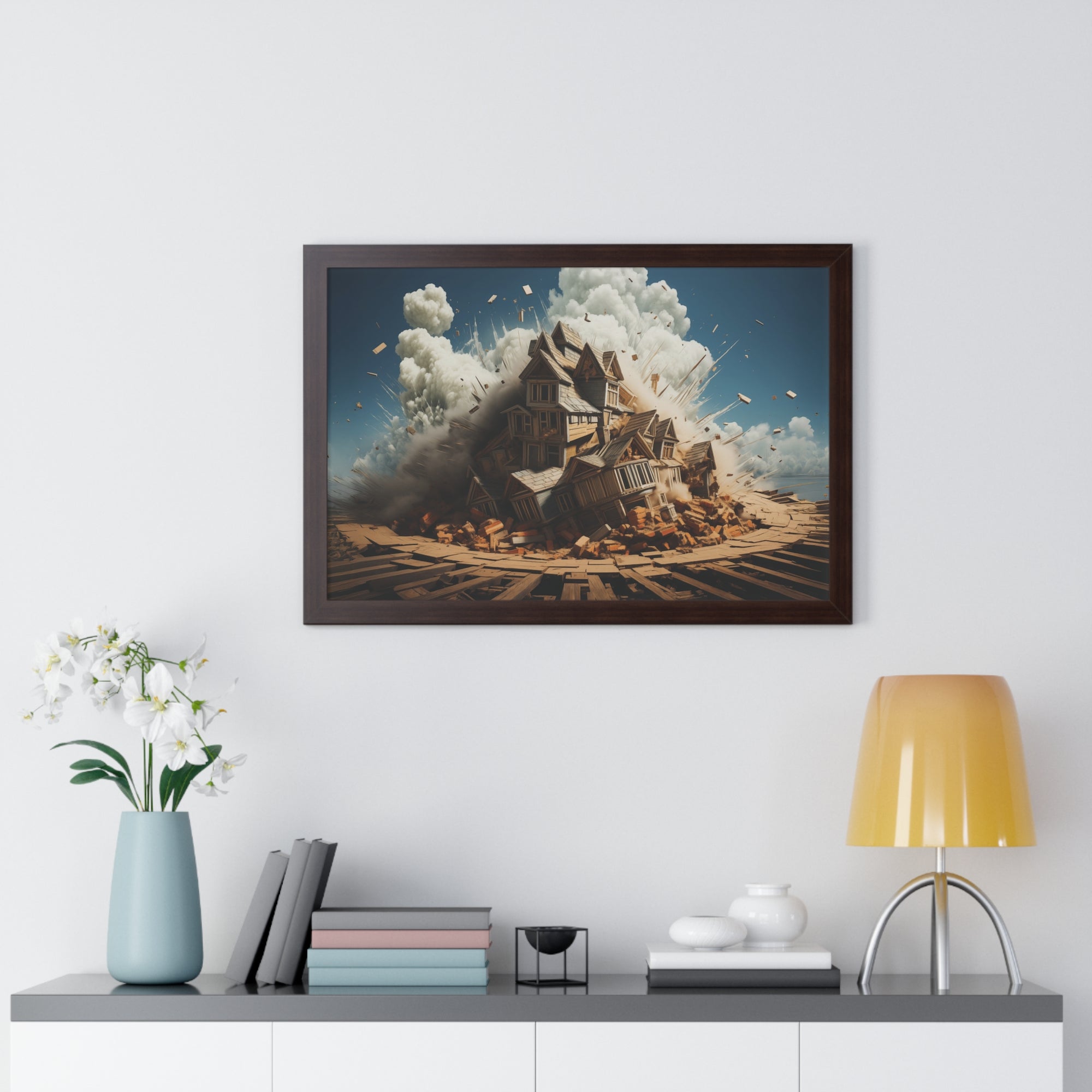 House Explosion Art Print - Modern Architectural Decor