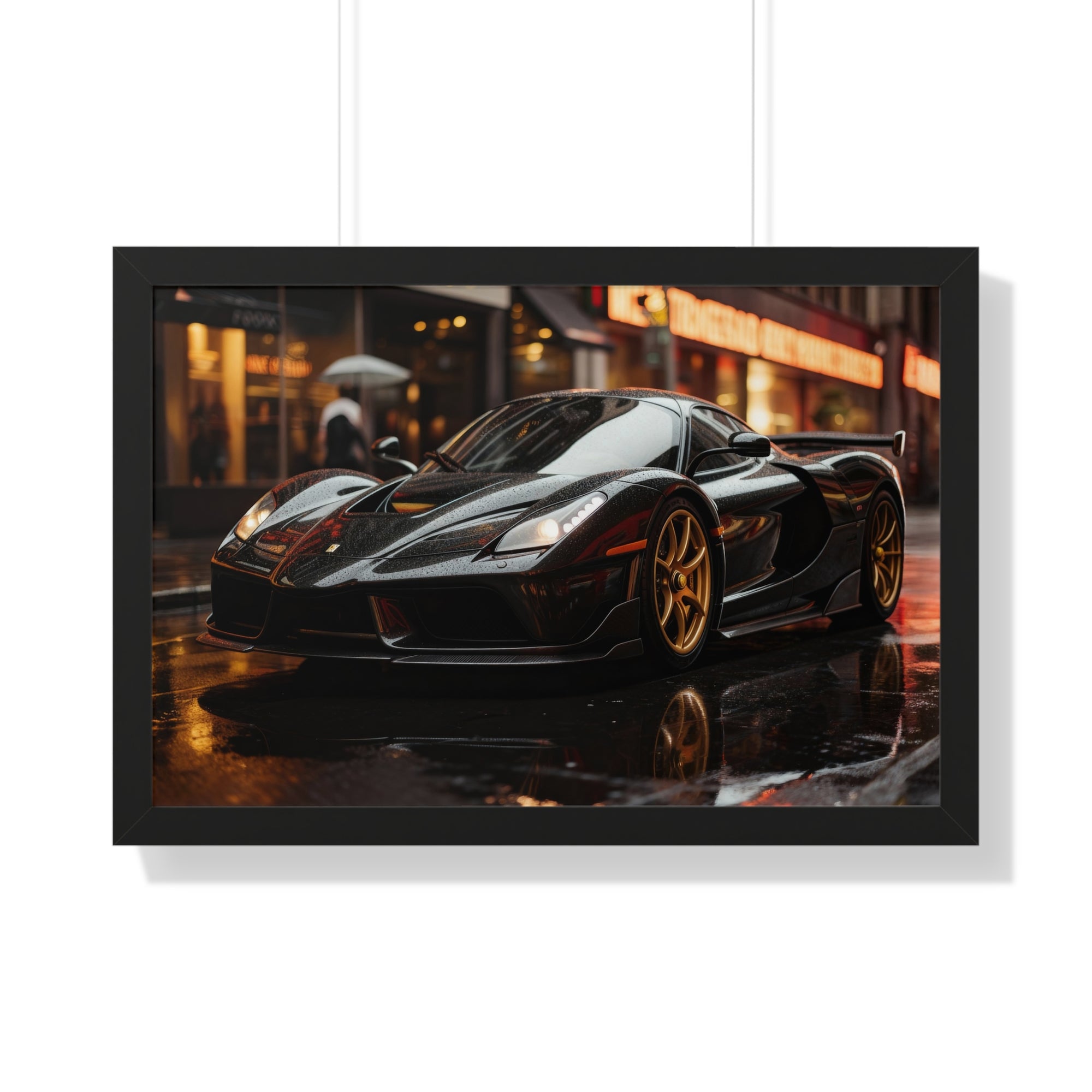 Framed Black Ferrari F50 Poster – Bold Automotive Statement Piece