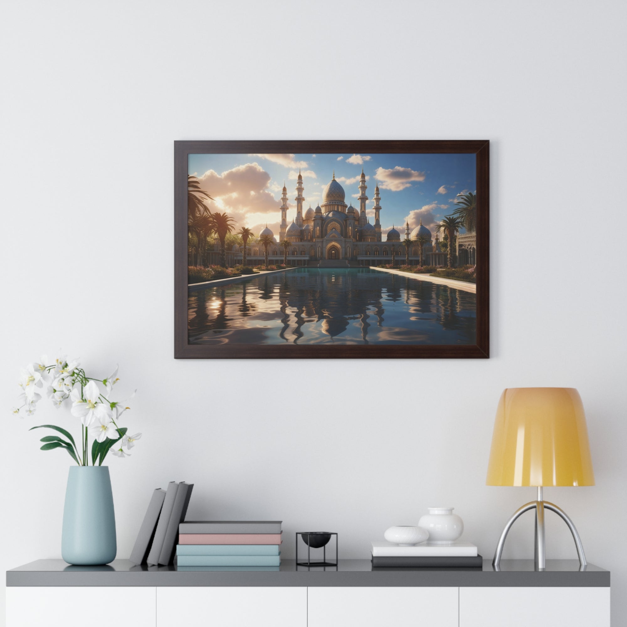 Sacred Stillness – Framed Sunset Mosque Print