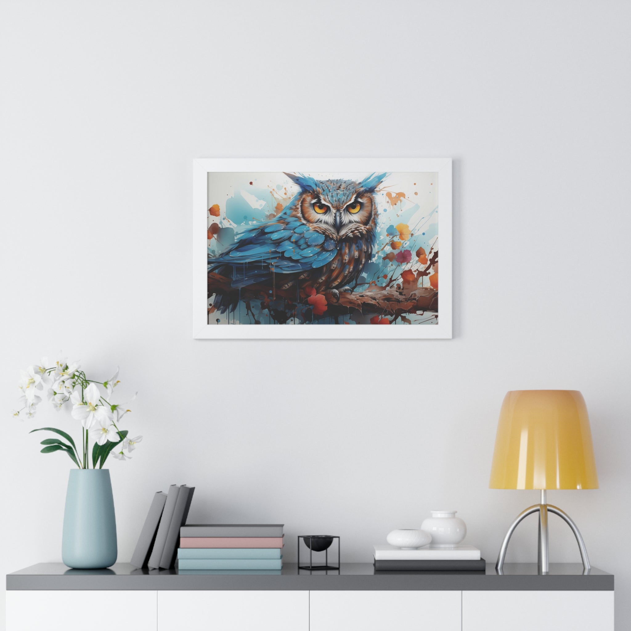 Midnight Majesty — Blue Owl Abstract Wall Art 🦉