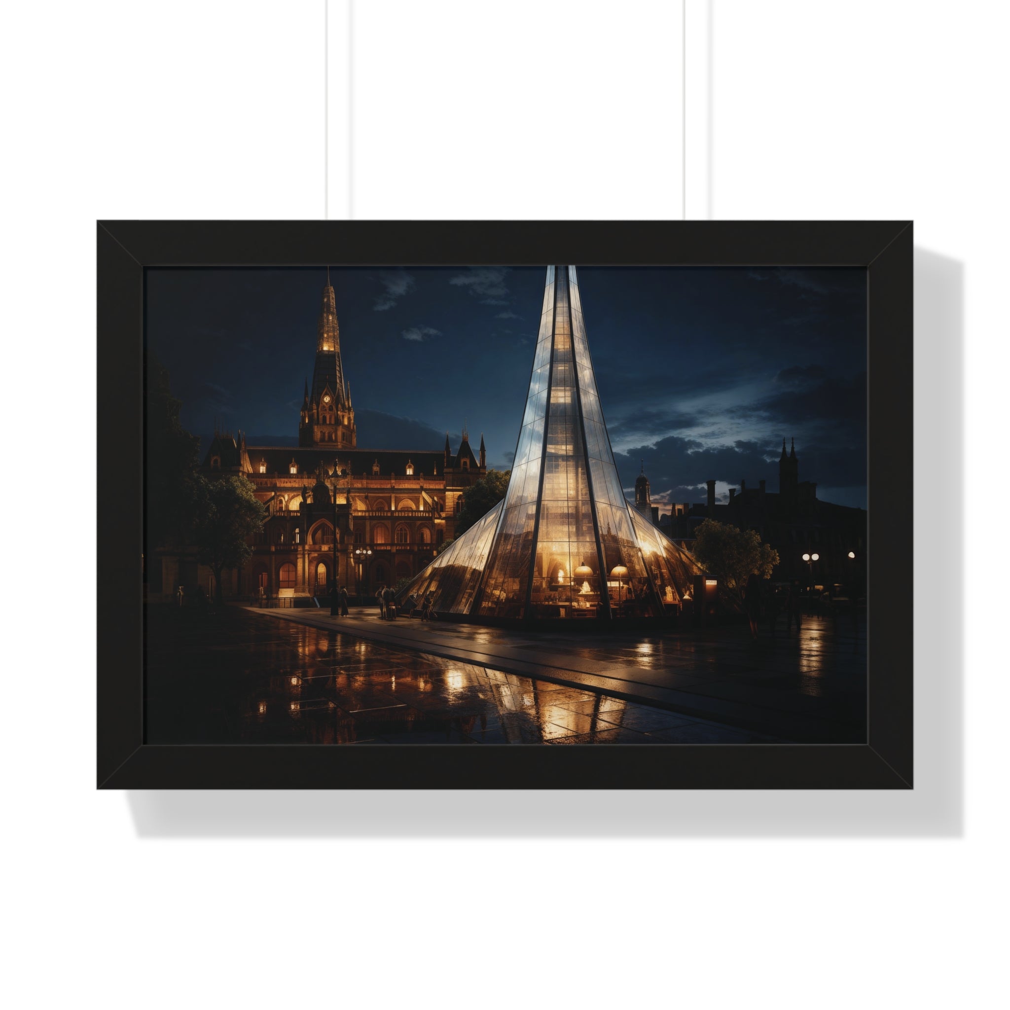 Timeless Contrast Historic London Facade & Glass Tower – Architectural Wall Art