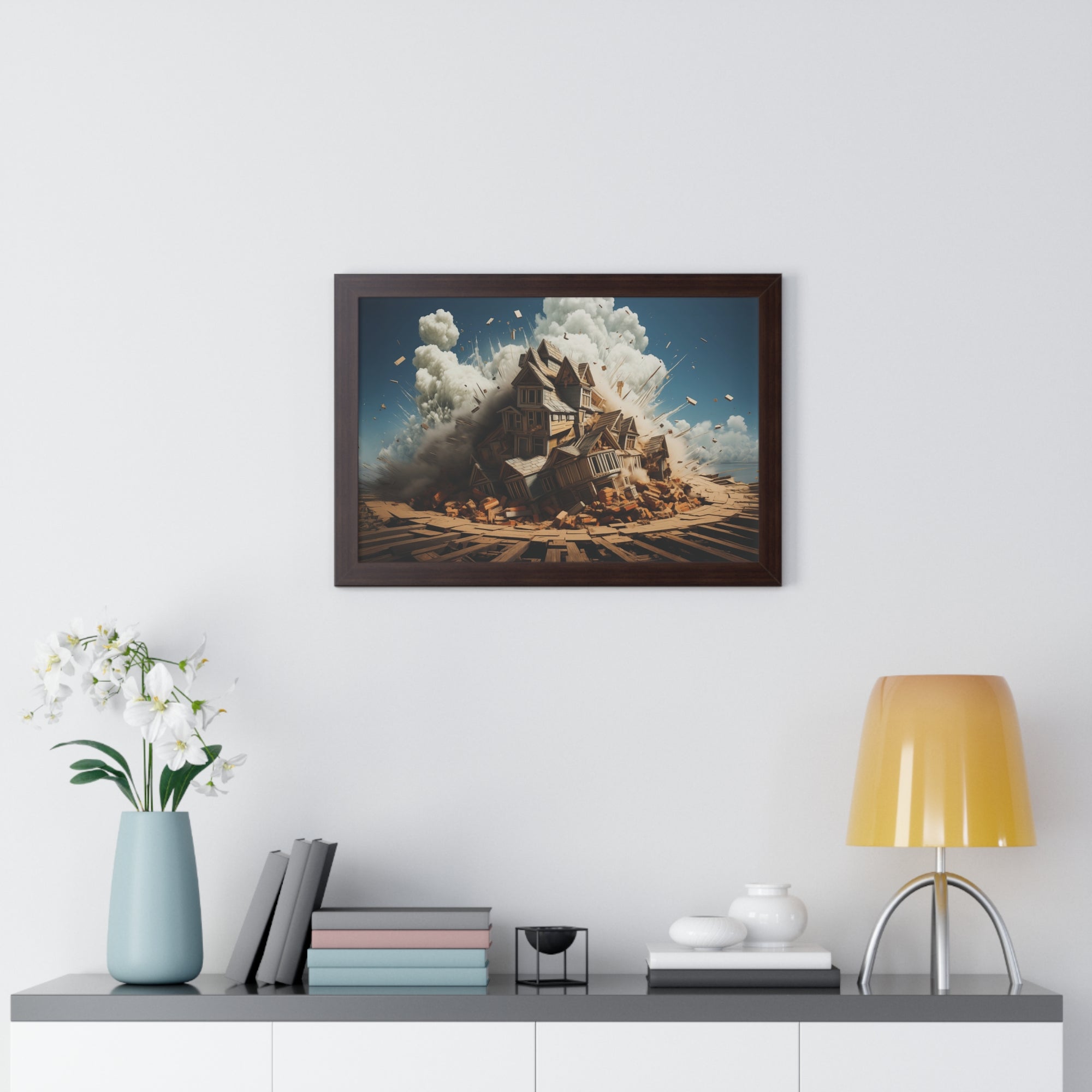 House Explosion Art Print - Modern Architectural Decor