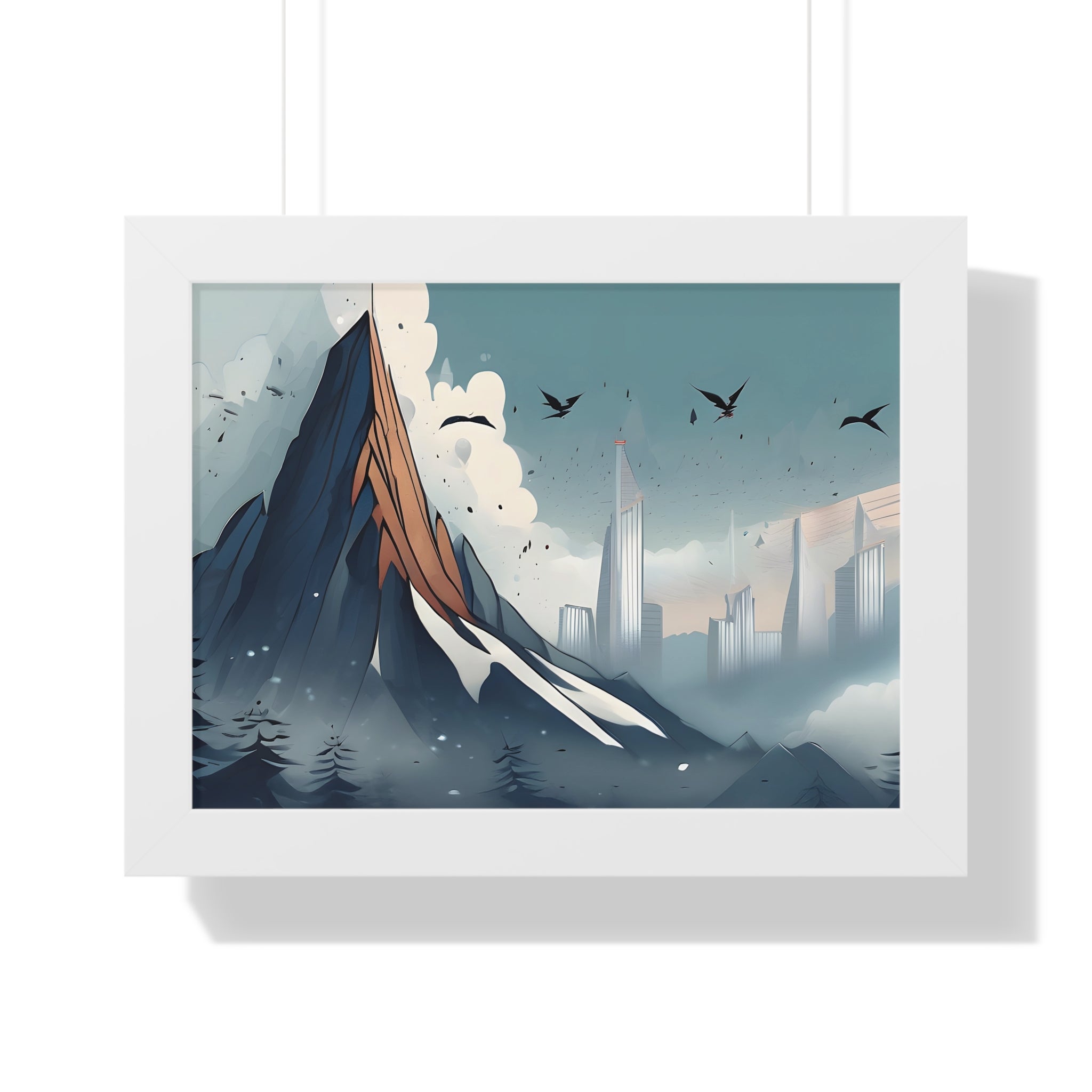 Urban Peaks – Snowy Landscape Meets Modern Cityscape