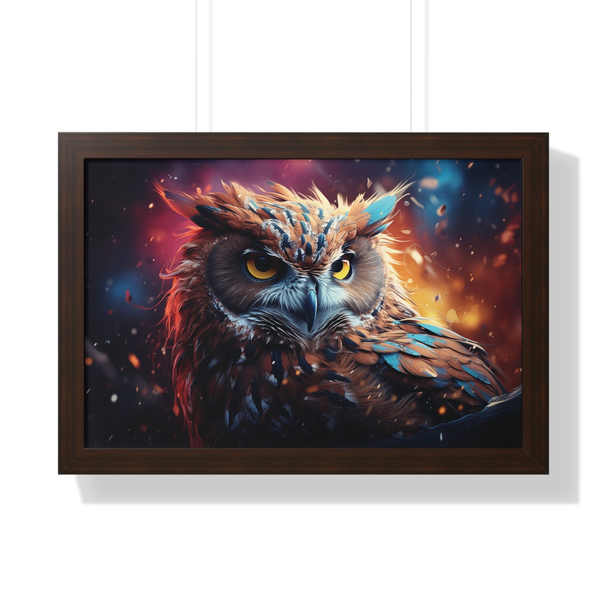 Twilight Sentinel — Regal Owl Wall Art in Fiery🔥Bloom🦉