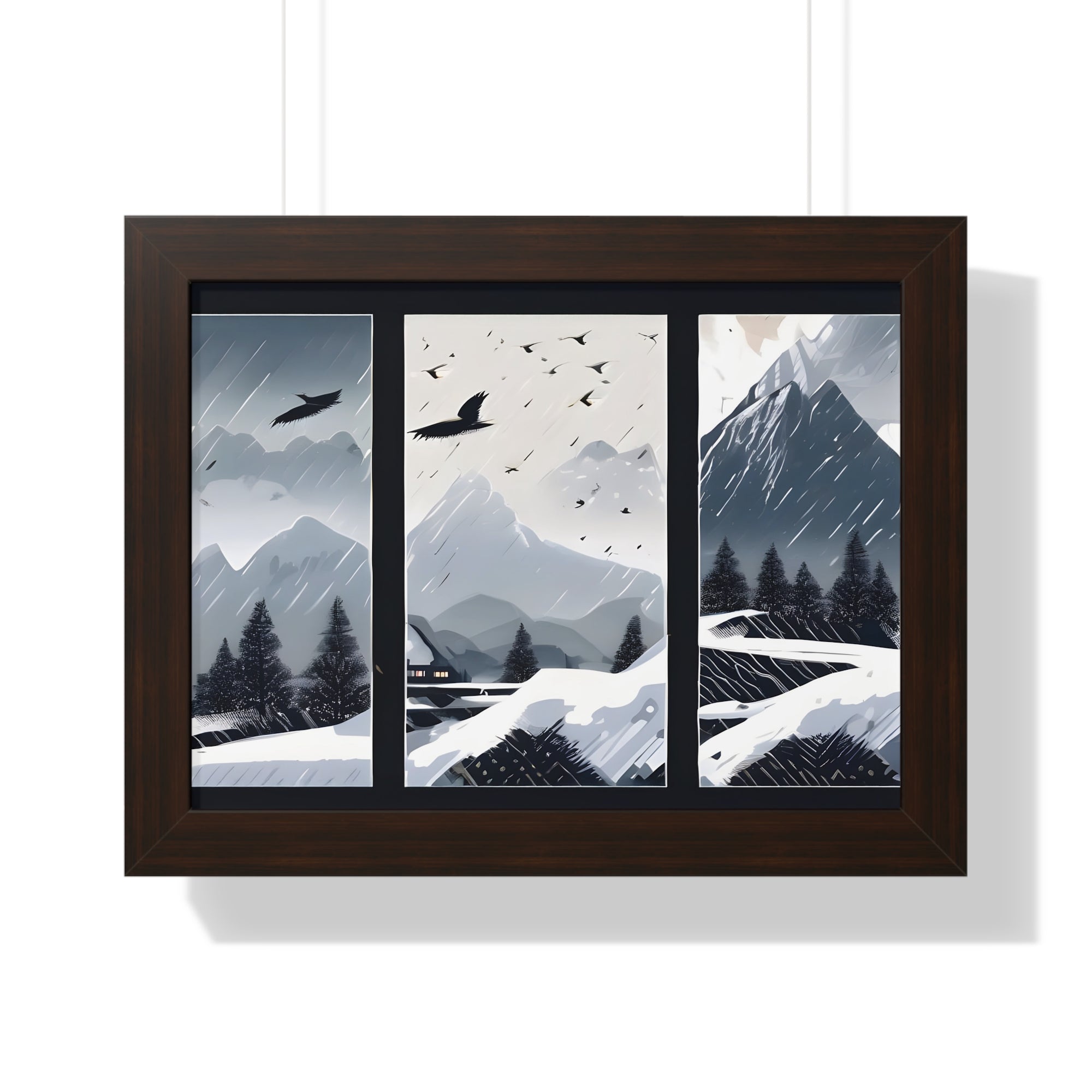 Silent Snowfall – Cozy Cabin in the Woods Canvas Art