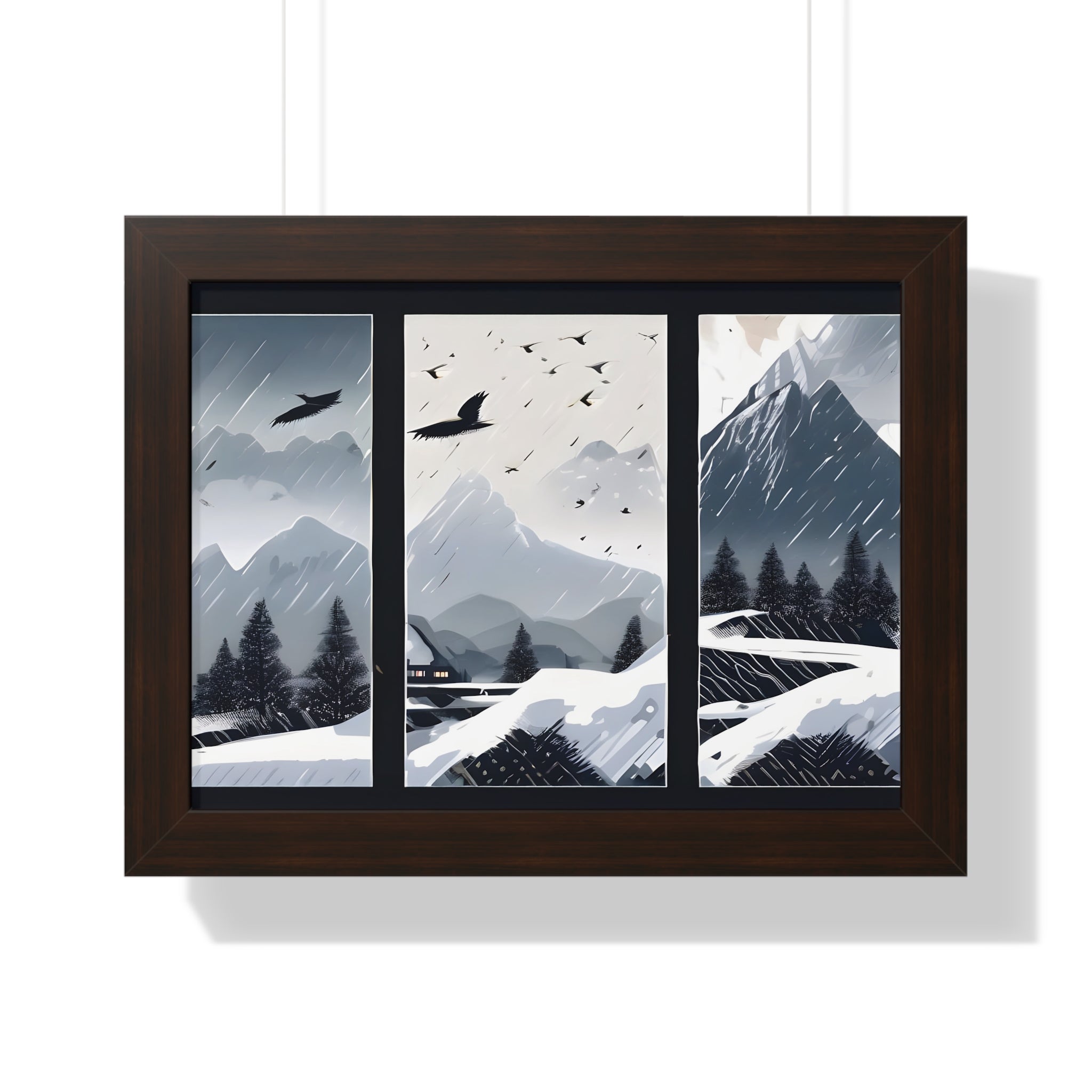 Silent Snowfall – Cozy Cabin in the Woods Canvas Art