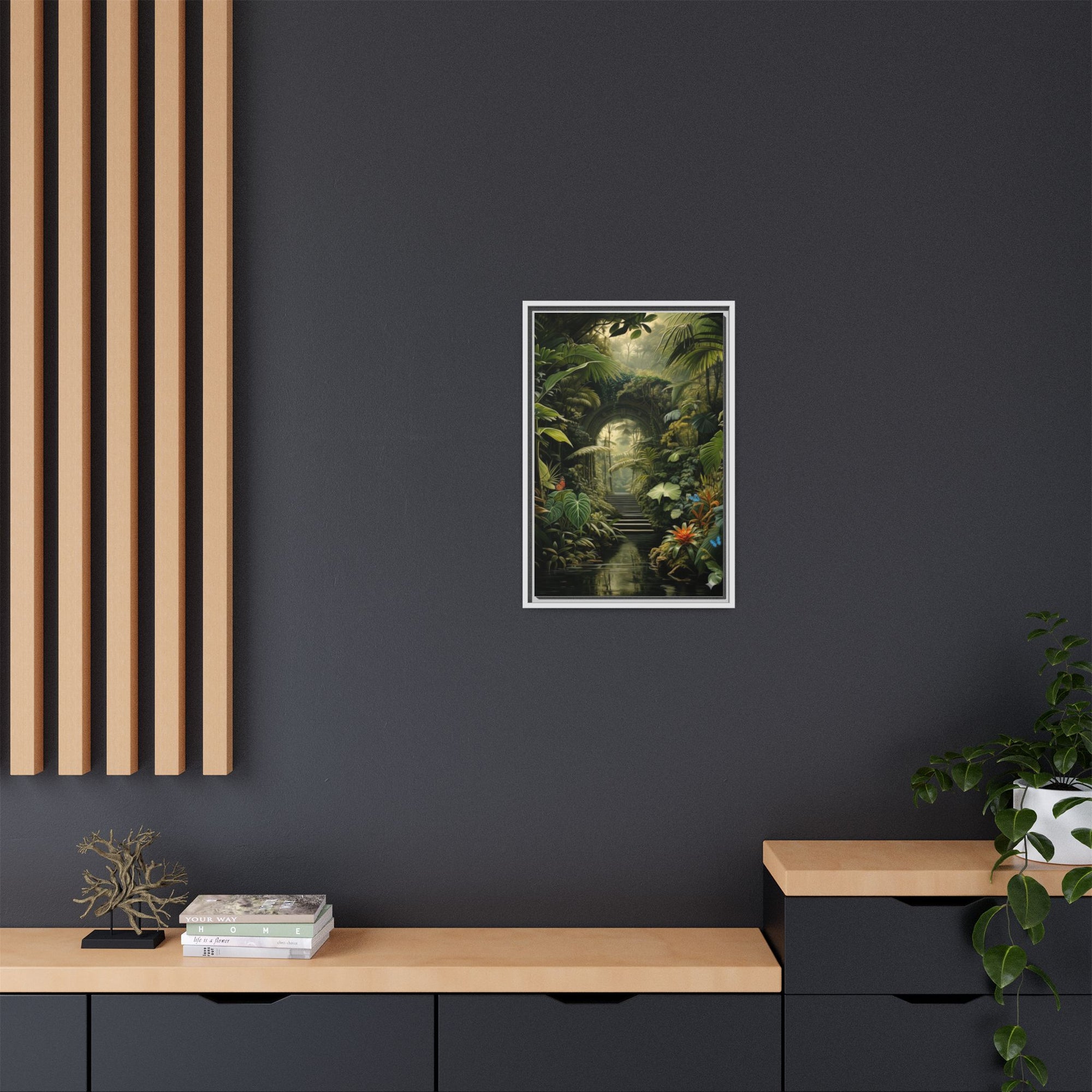 🌴Tropical Forest Illusion – Cinematic Jungle Pathway Wall Art  Luxury Botanical Decor