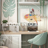 Small Home Office Cream Mint Green Accent