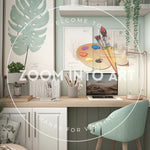 Small Home Office Cream Mint Green Accent